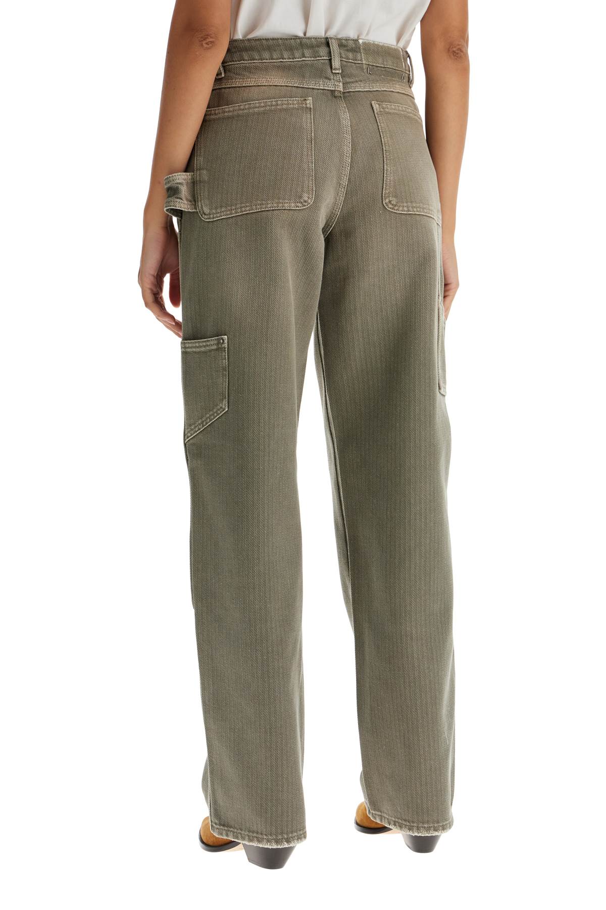 Shop Golden Goose Marley Painter Jeans In Pinstrip In Kalamata (khaki)