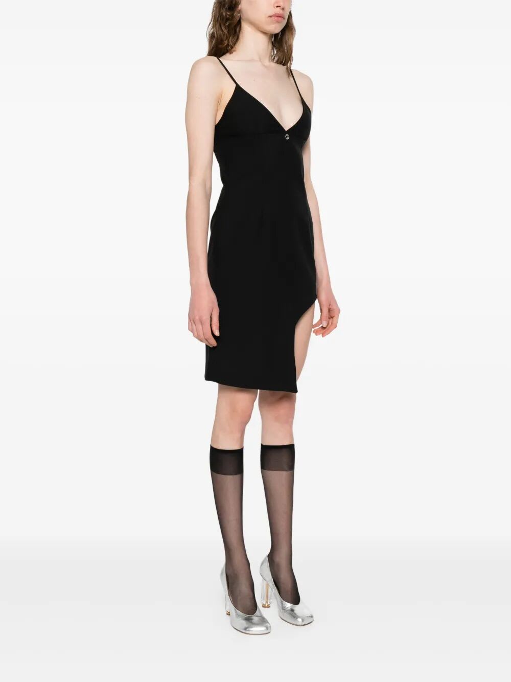 Coperni Knee Length Dress With Adjustable Shoulder Straps In Black