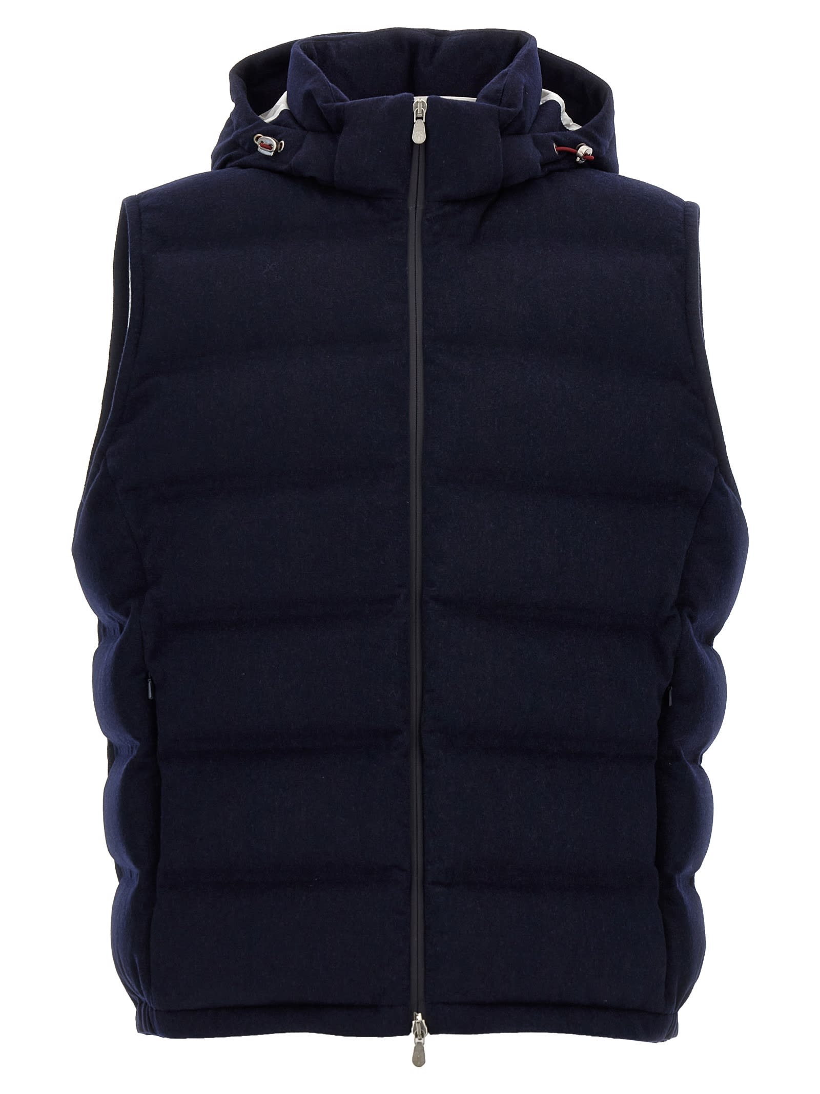 Shop Brunello Cucinelli Padded Wool Vest In Blue