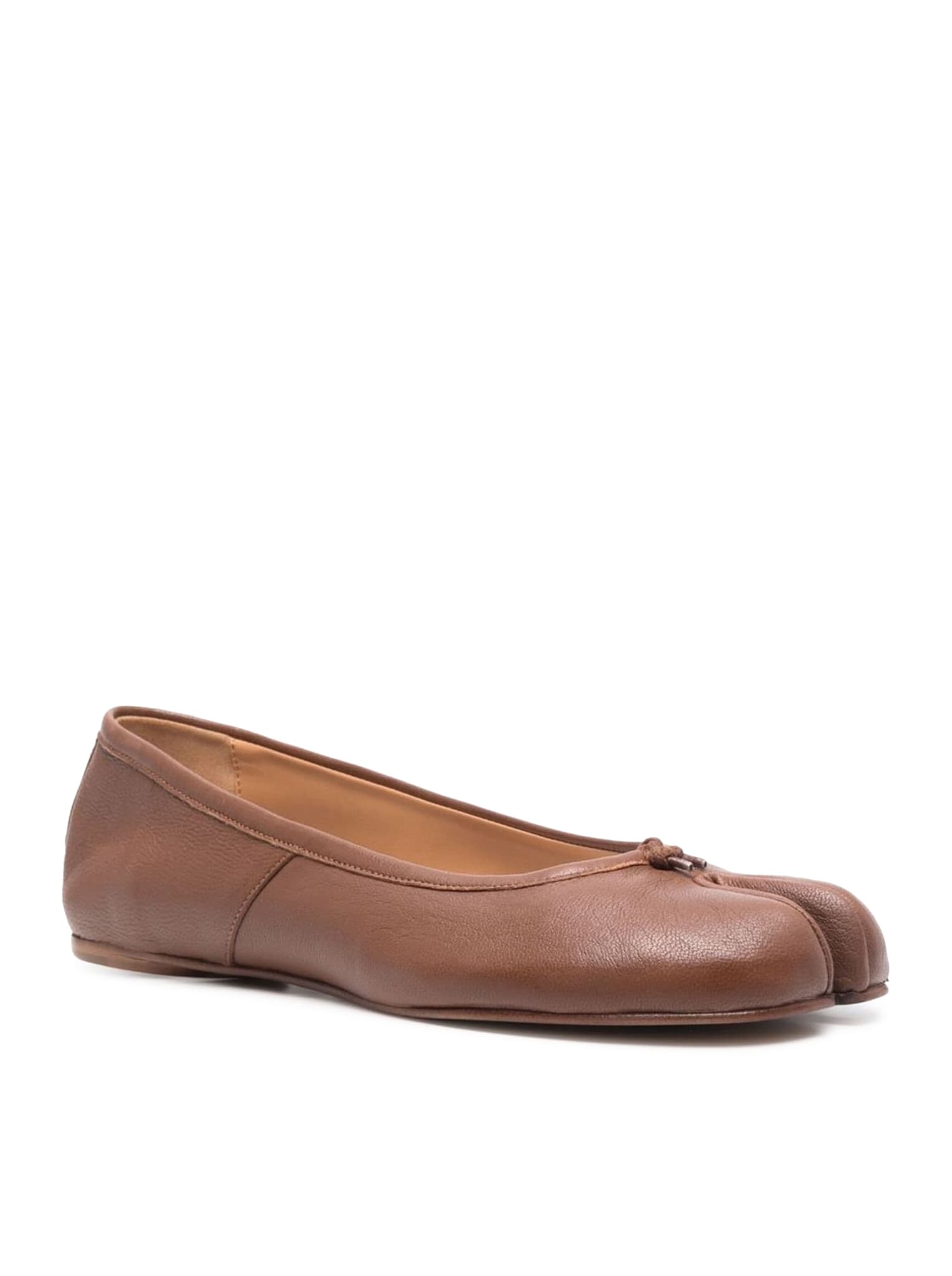 Shop Maison Margiela Tabi Ballerina Flat In Tobacco Brown