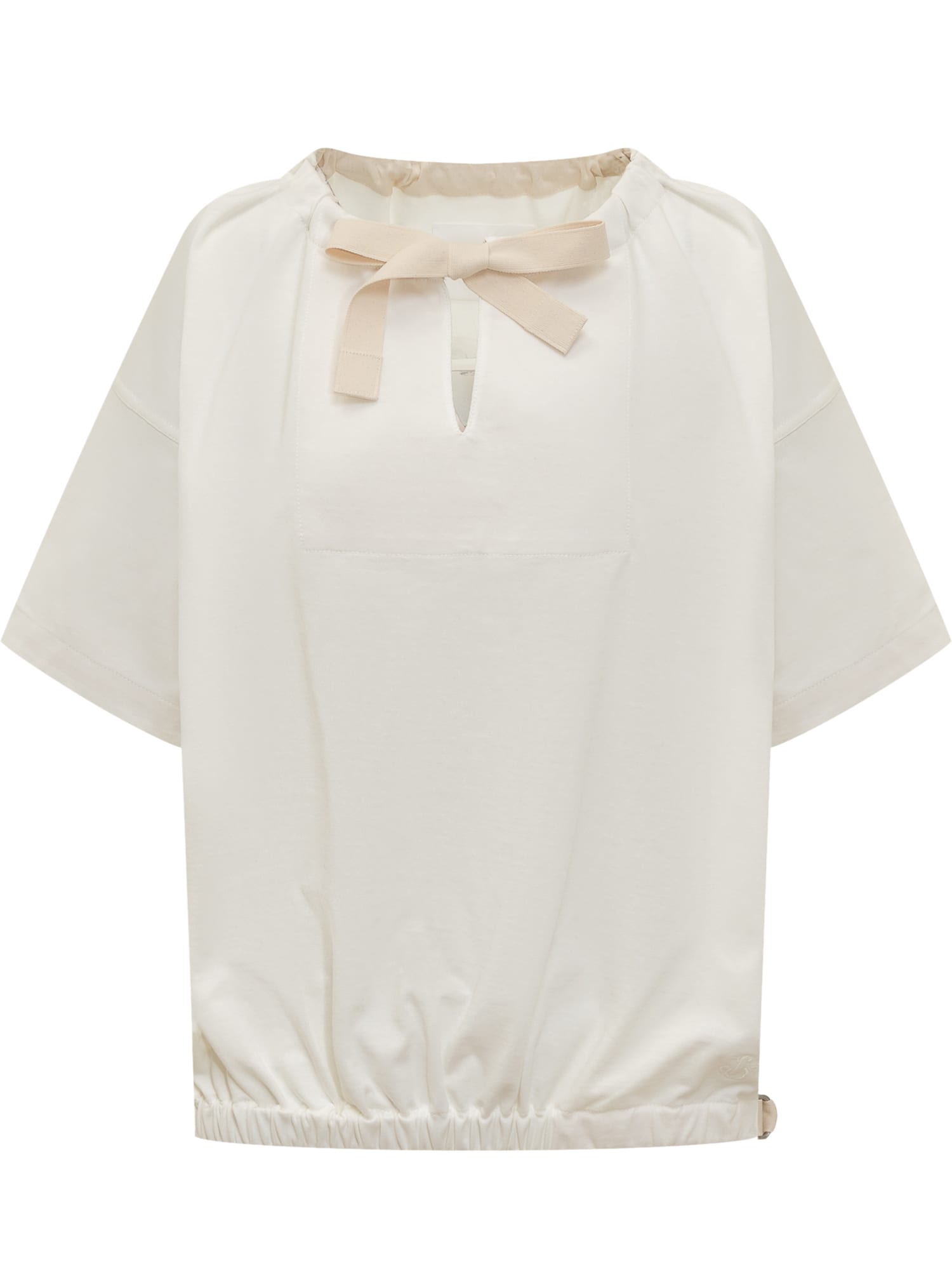 Jil Sander T-shirt With Bow In Bianco