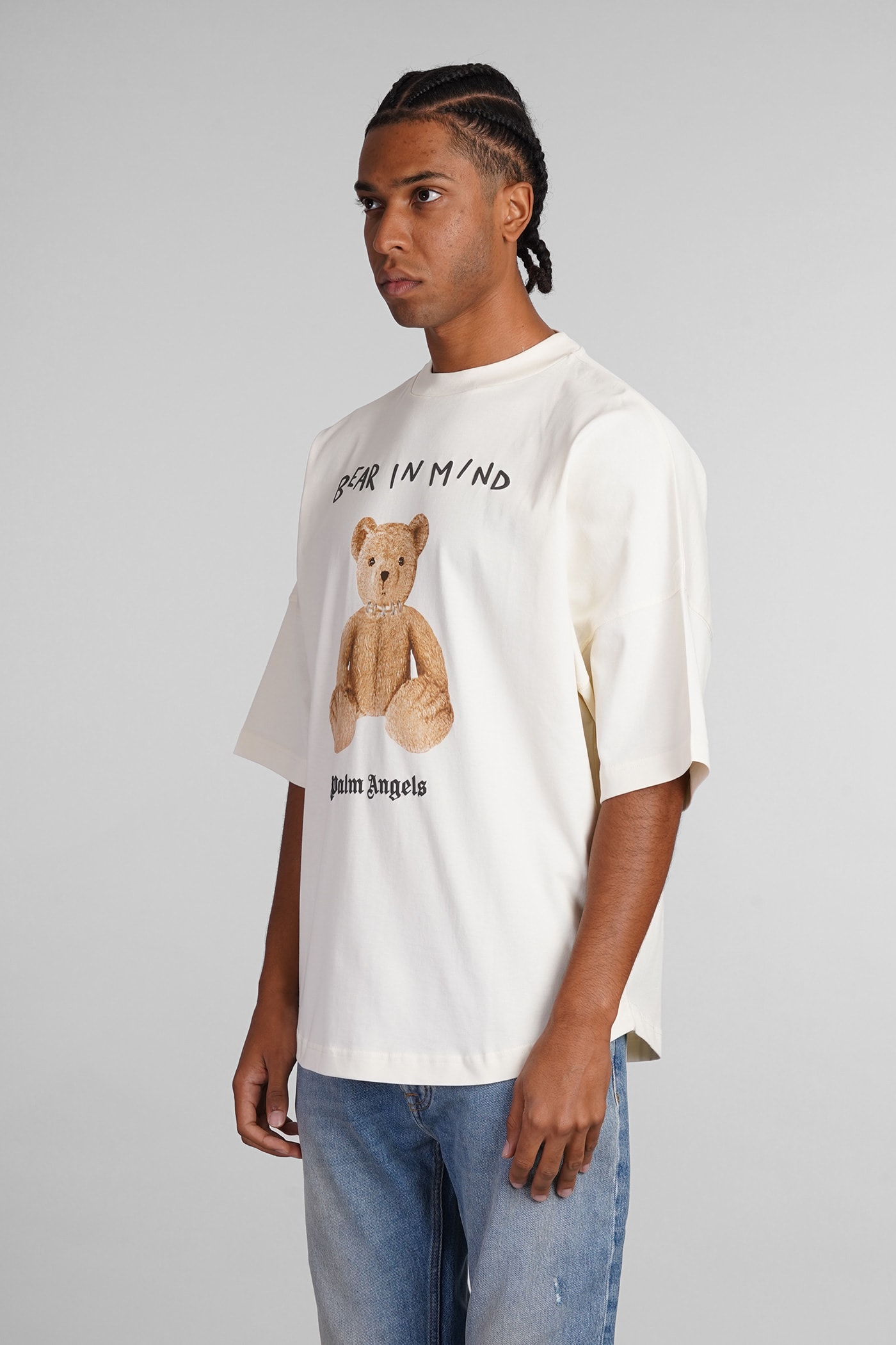 Shop Palm Angels T-shirt In Beige Cotton