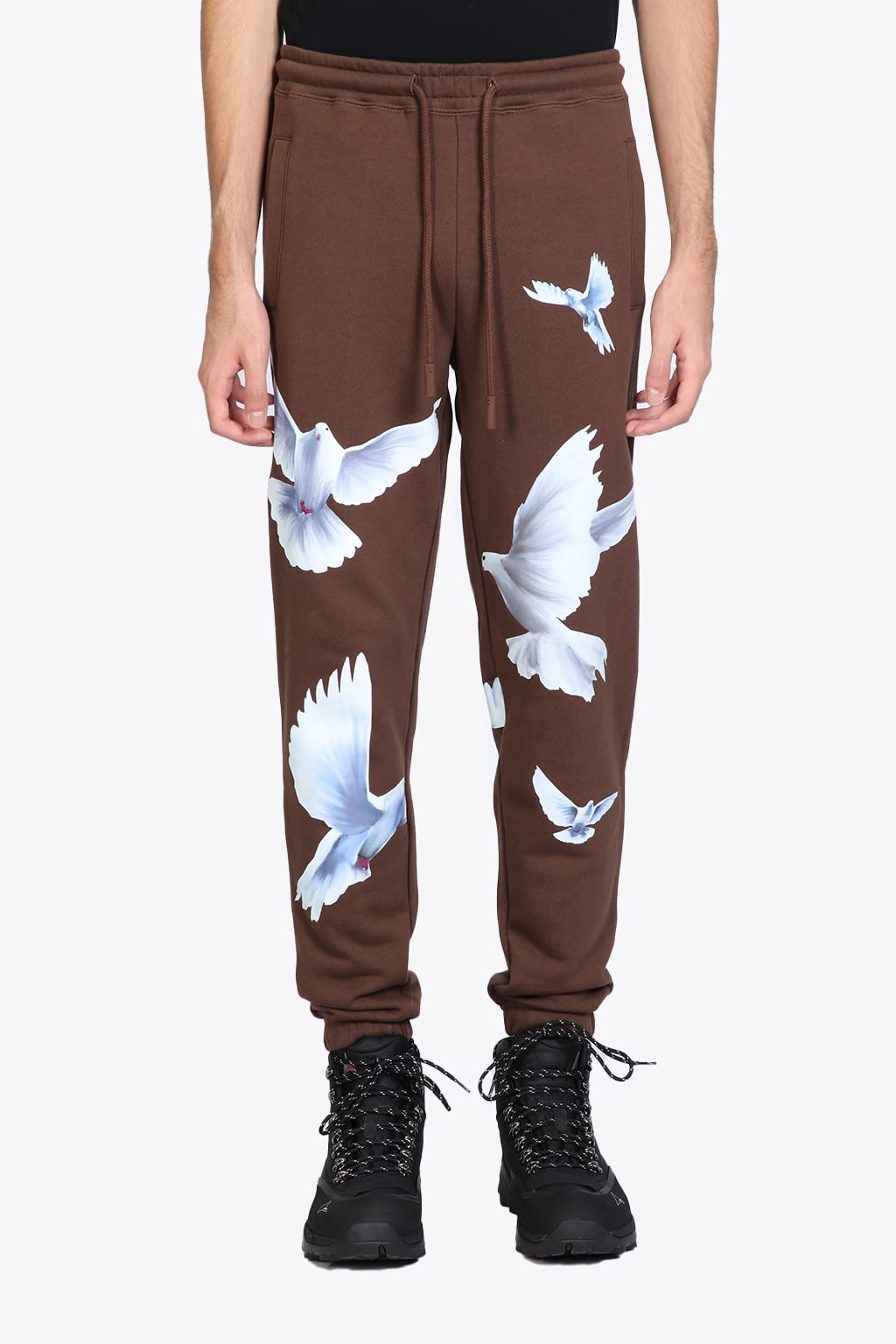 3.Paradis Freedom Birds Lounge Pants Brown sweatpants with dove print - Freedom birds lounge pants