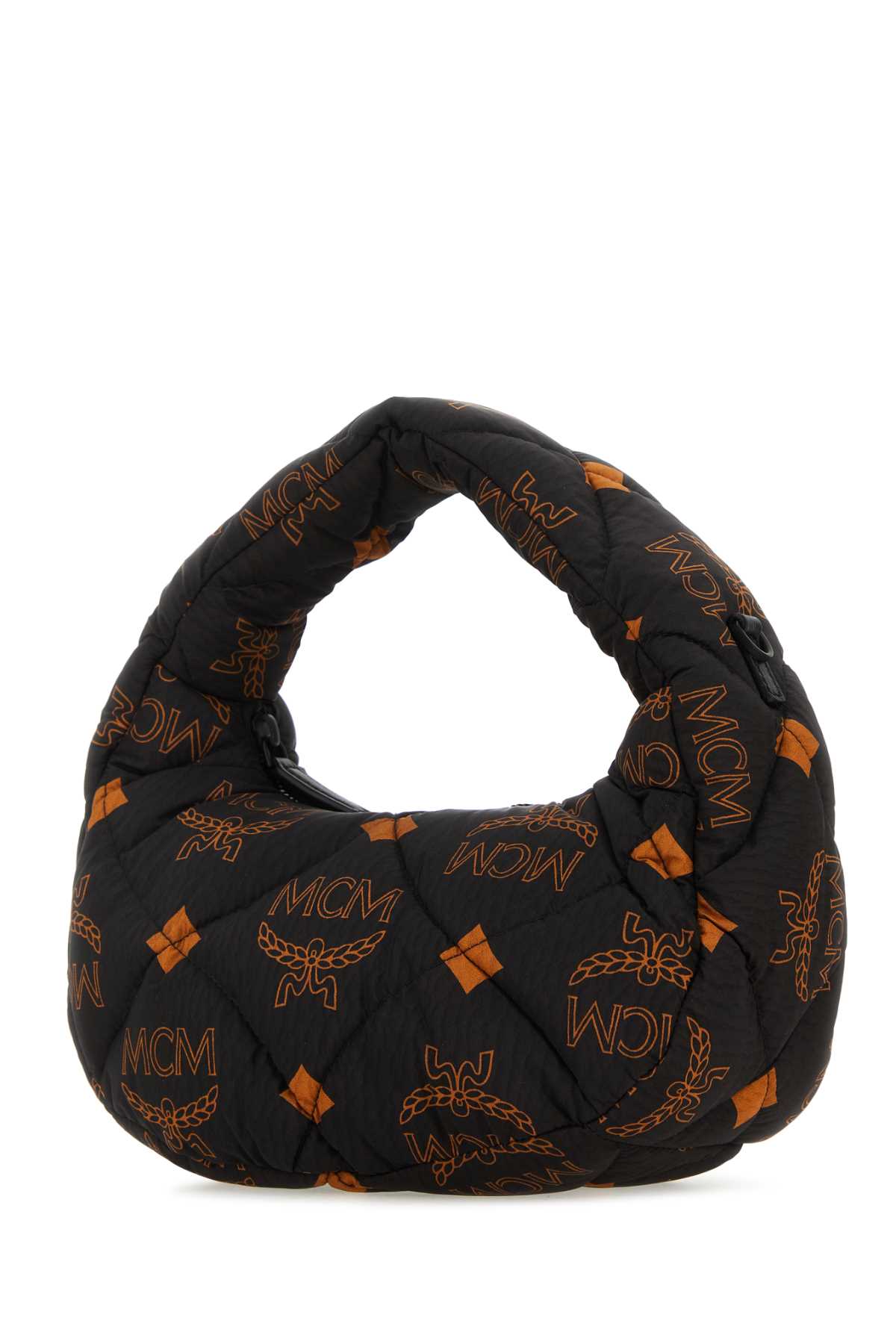 Mcm Printed Nylon Handbag In Black