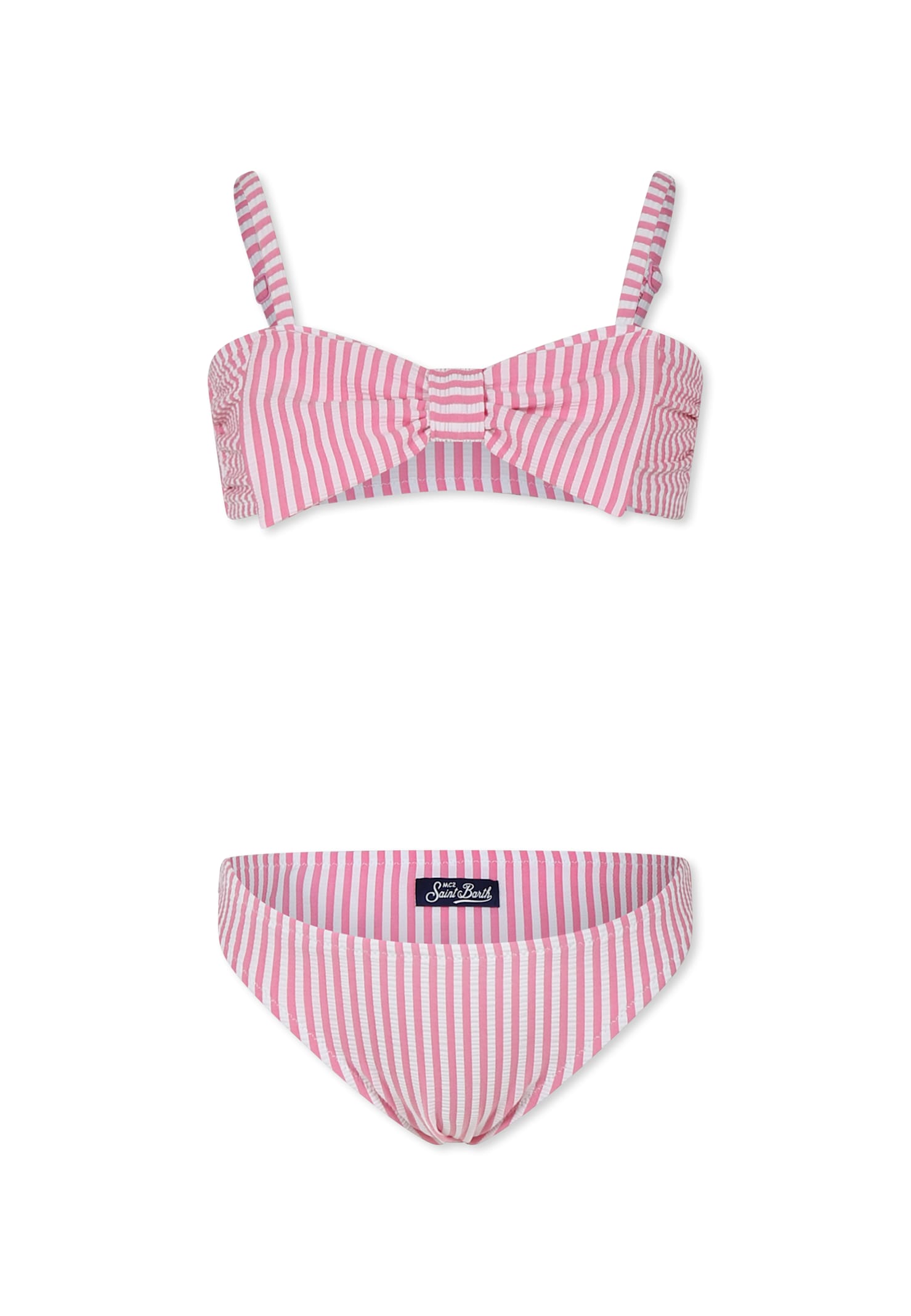 Mc2 Saint Barth Pink Bikini For Girl With Bow In Multi
