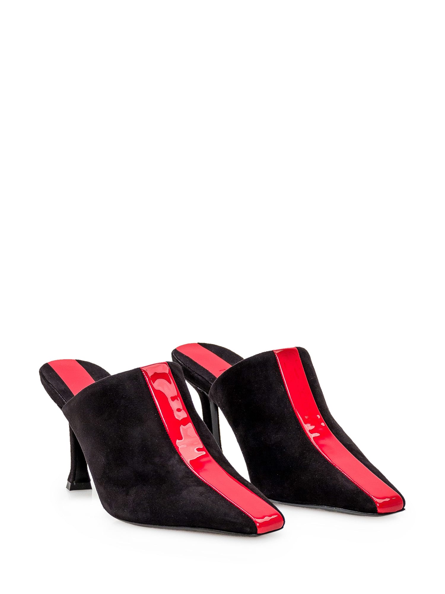 Shop Ferragamo Mule Heeled Shoe In Nero Flame Red