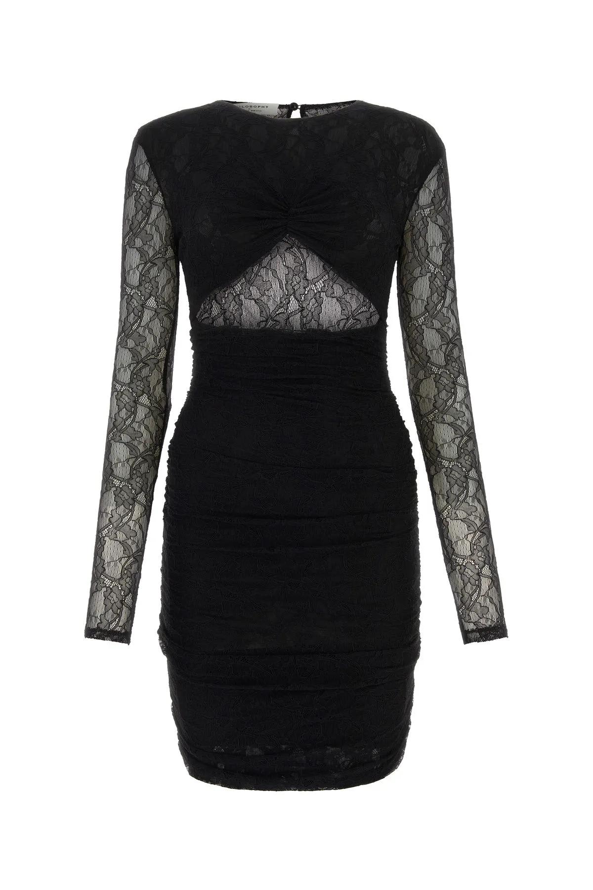 Shop Philosophy Di Lorenzo Serafini Black Lace Dress