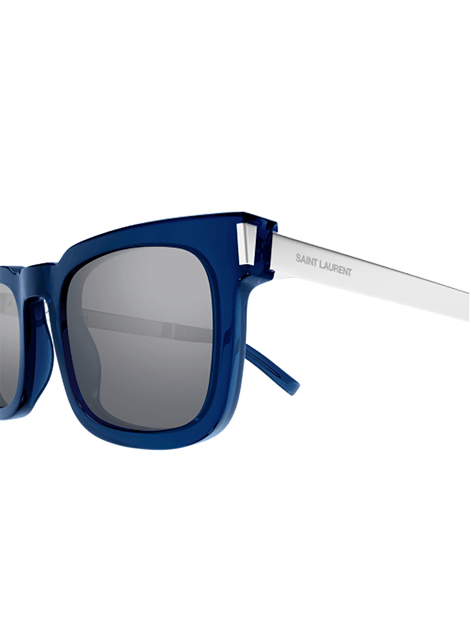 Shop Saint Laurent Sl 581 Sunglasses In Blue Silver Silver