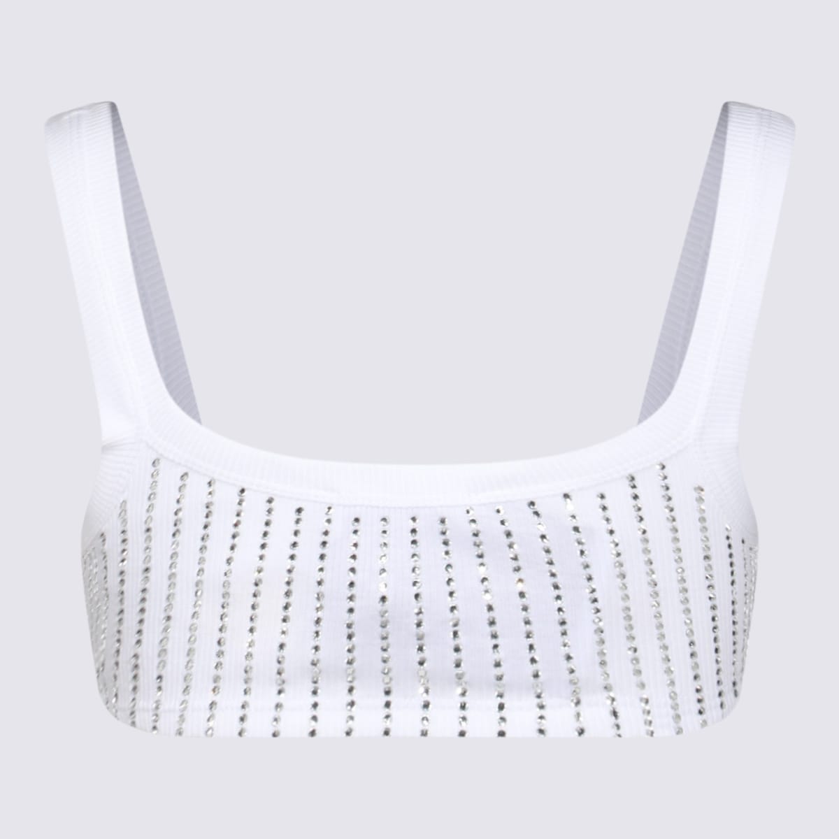 Shop Attico White Cotton Top In White/crystal