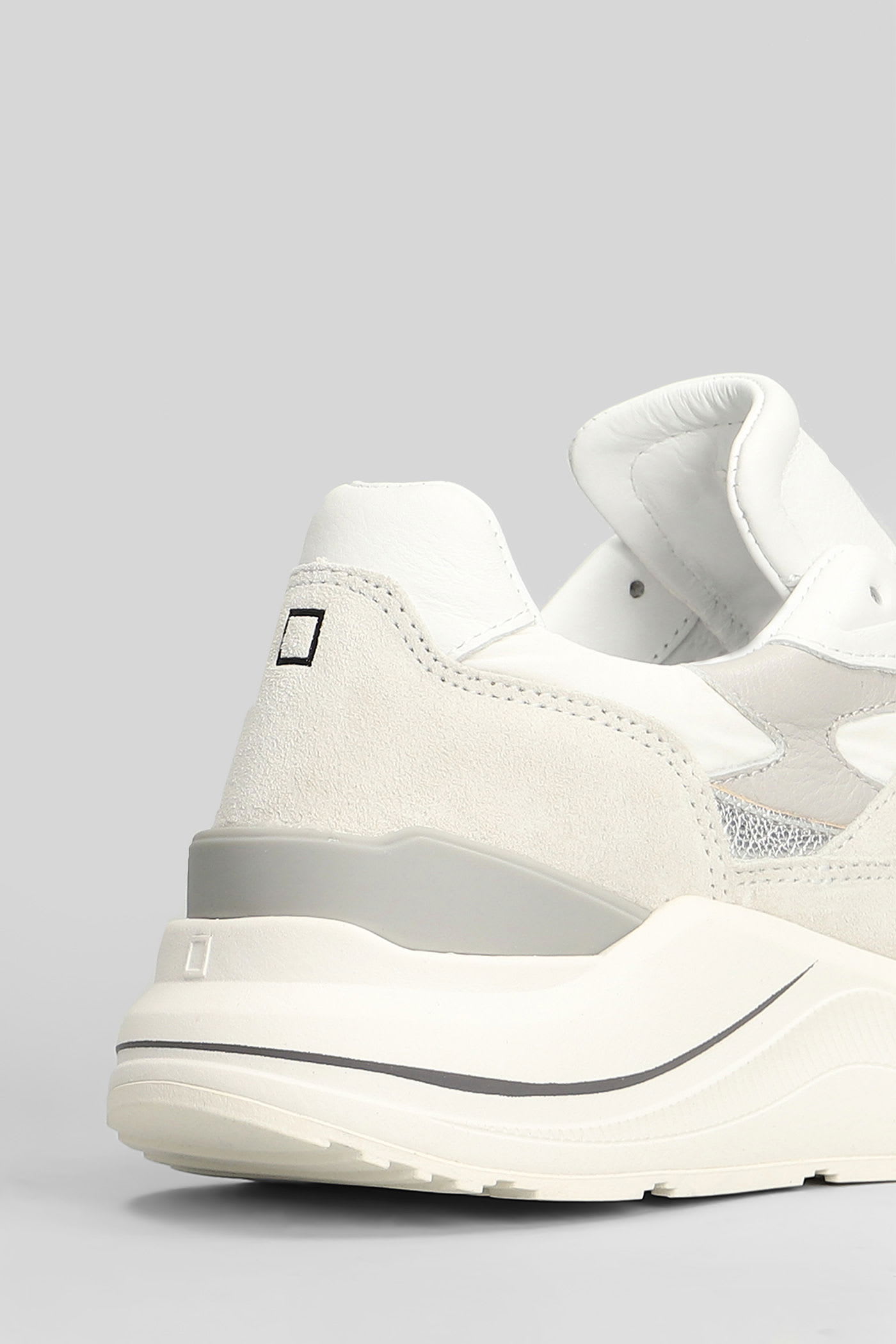 Date Fuga Pony Sneakers In White Suede And Leather In Animal Print