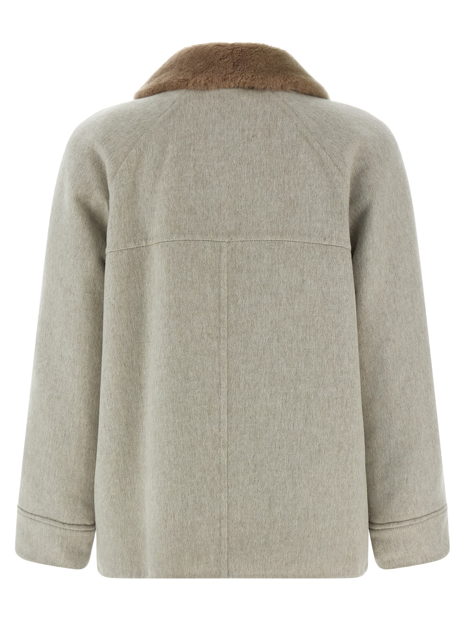 Brunello Cucinelli Sheepskin Insert Jacket In Sand