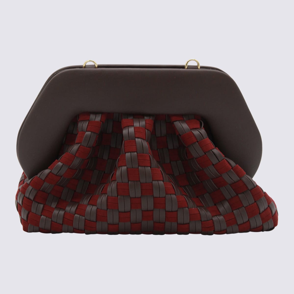 Themoirè Ebony And Red Tia Clutches In Black
