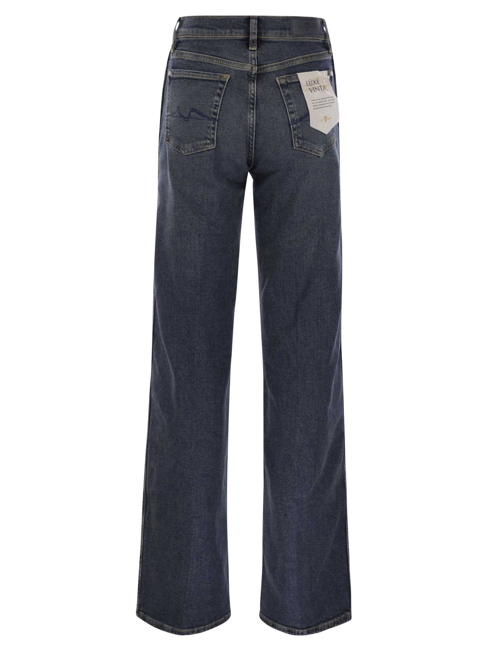 7 For All Mankind Lotta Bay Mid - High-waisted Jeans In Dark Denim