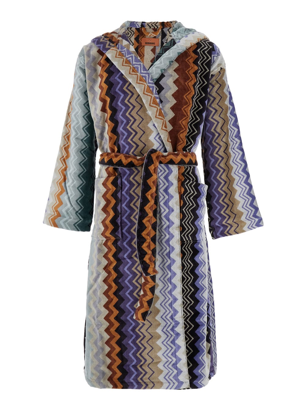 giacomo Multicolor Bathrobe With Zig Zag Motif In Cotton