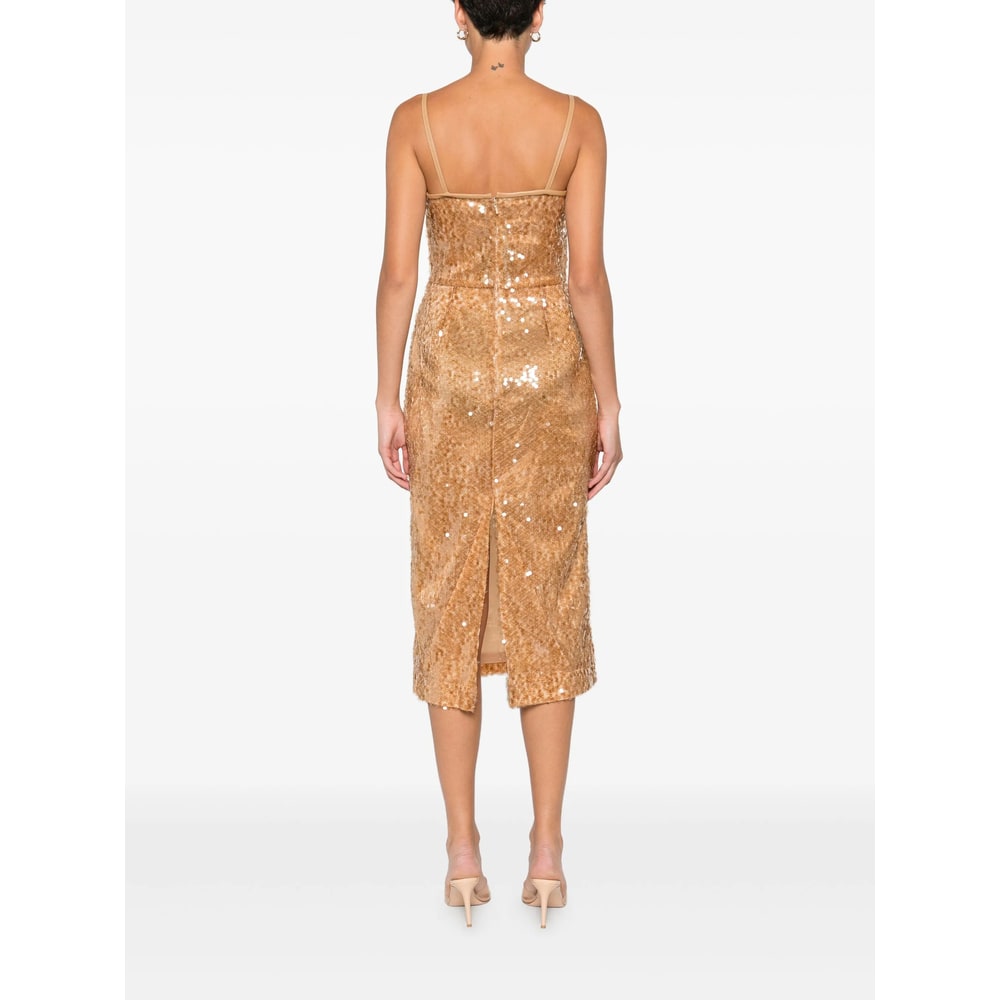 David Koma Stylish Sequin Mini Dress With Cut-out Detail And Shoulder Straps In Brown