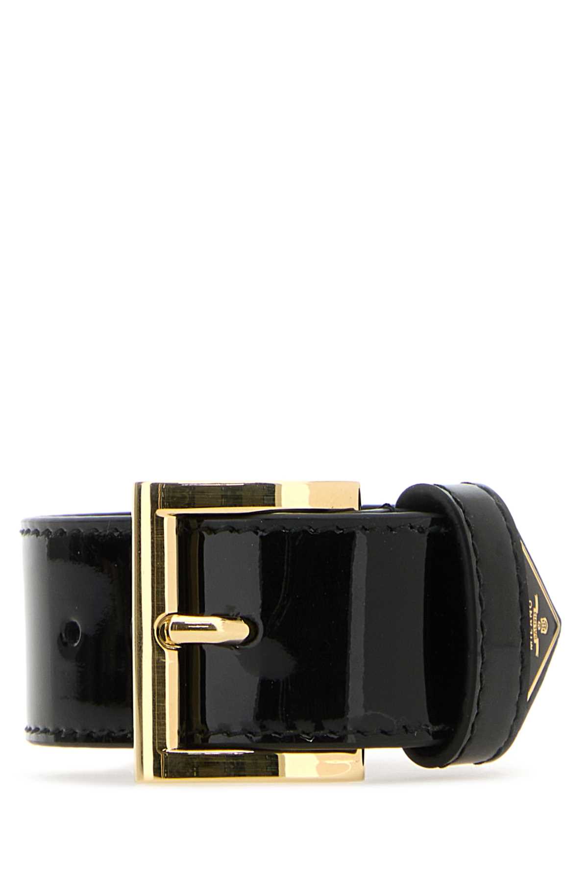 Shop Prada Black Leather Bracelet In Neror
