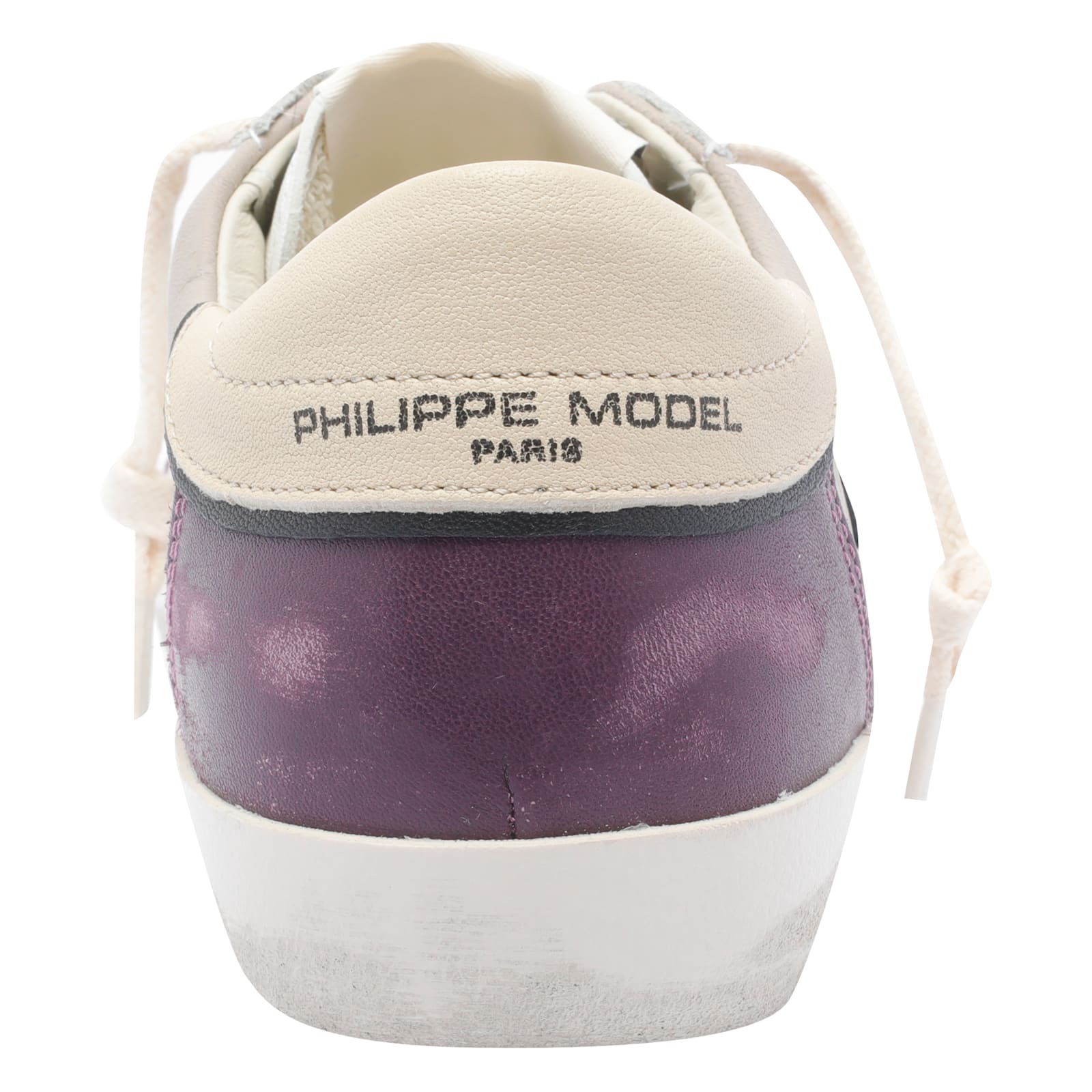 Philippe Model Low Top Leather Sneakers With Contrast Panels In White