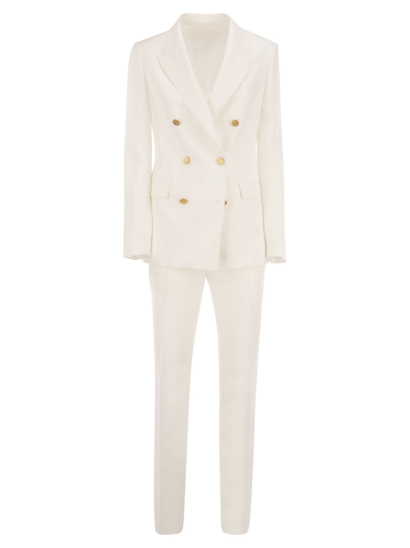 Shop Tagliatore Linen Suit In White