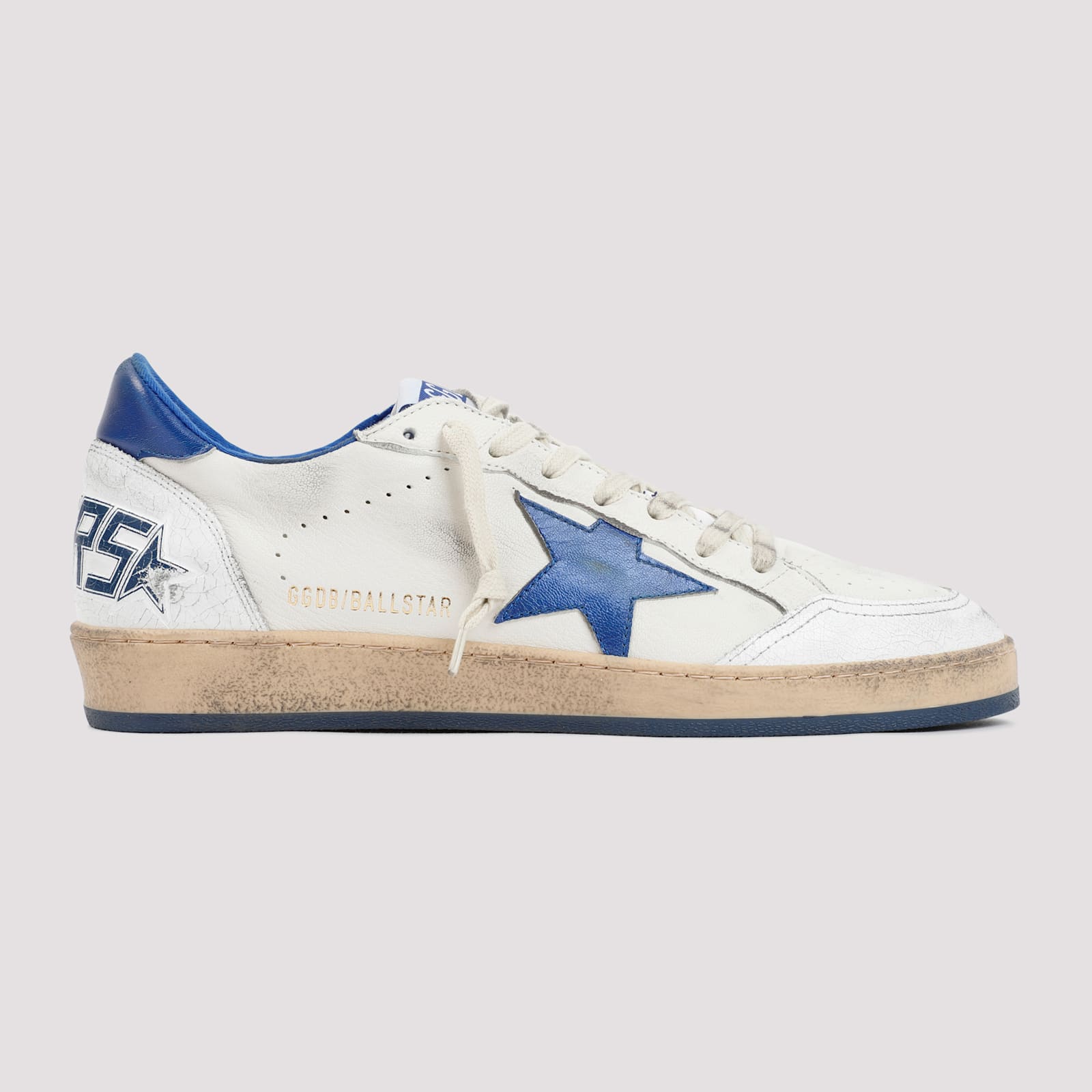 Golden Goose White And Blue Ball Star Sneakers In White