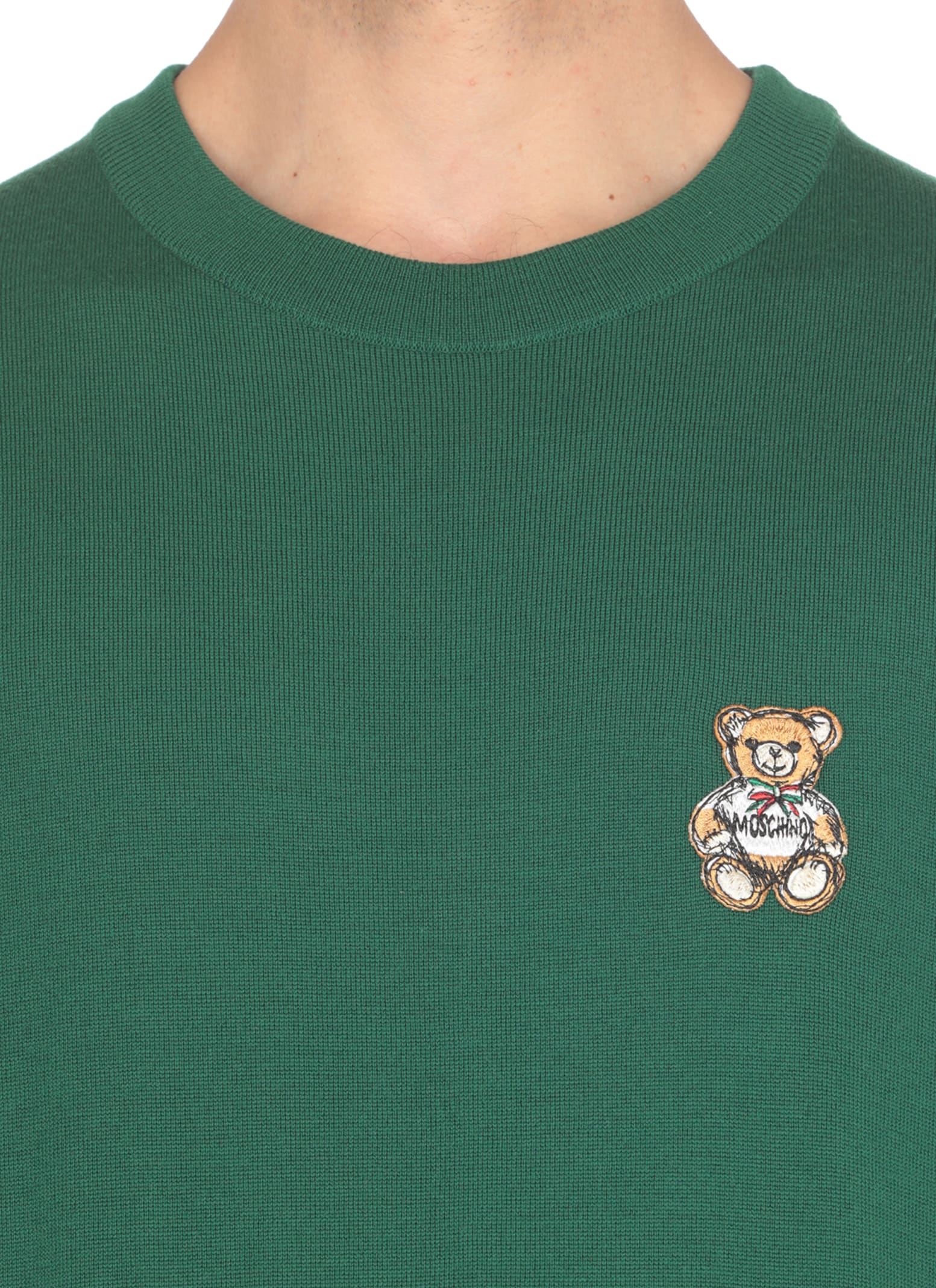 Shop Moschino Teddy Bear Sweater In Green