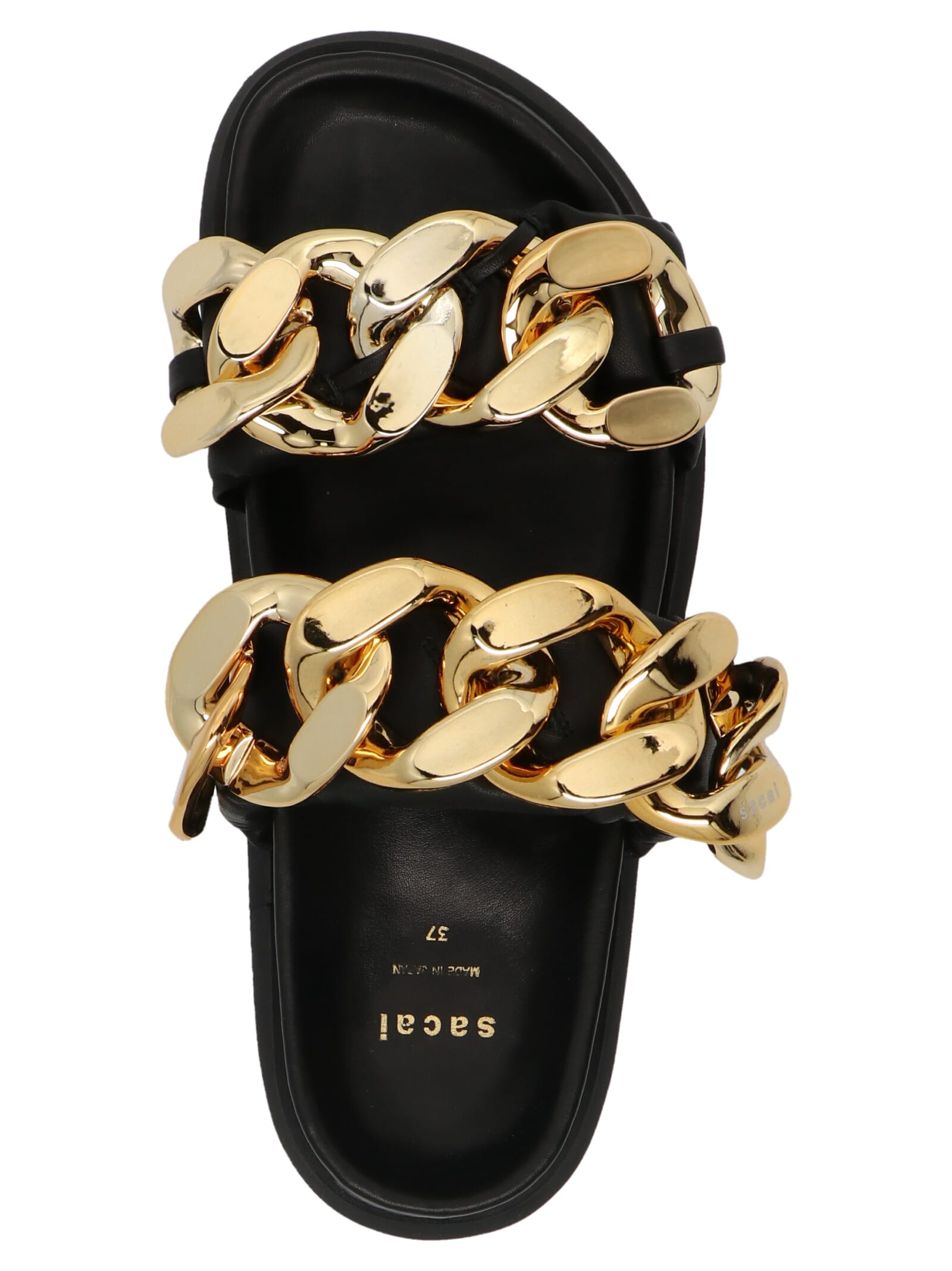 Sacai Black & Gold Chain Lace-Up Sandals | Smart Closet