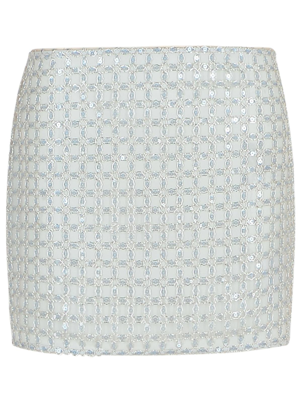 beaded Beige Polyester Miniskirt