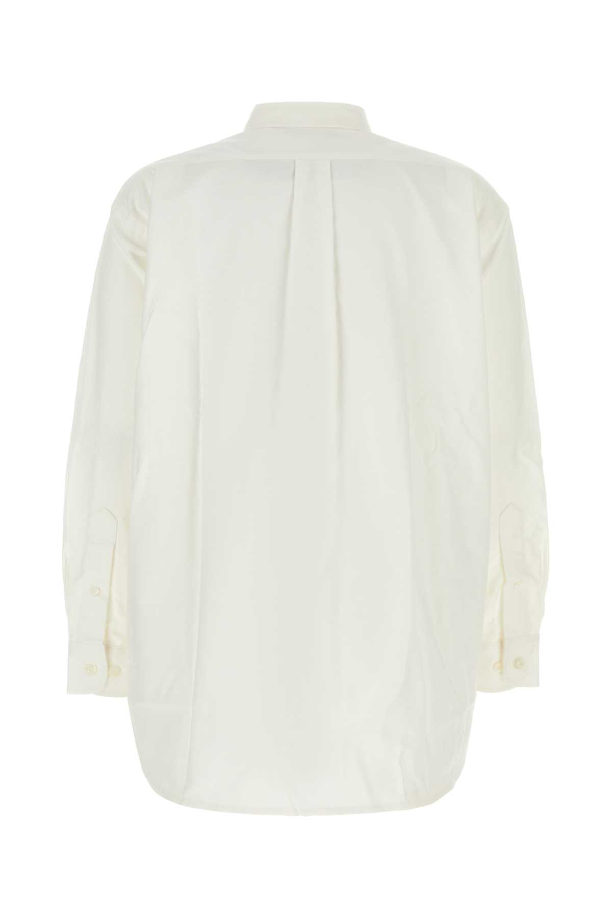 Shop Prada White Oxford Oversize Shirt In Bianco