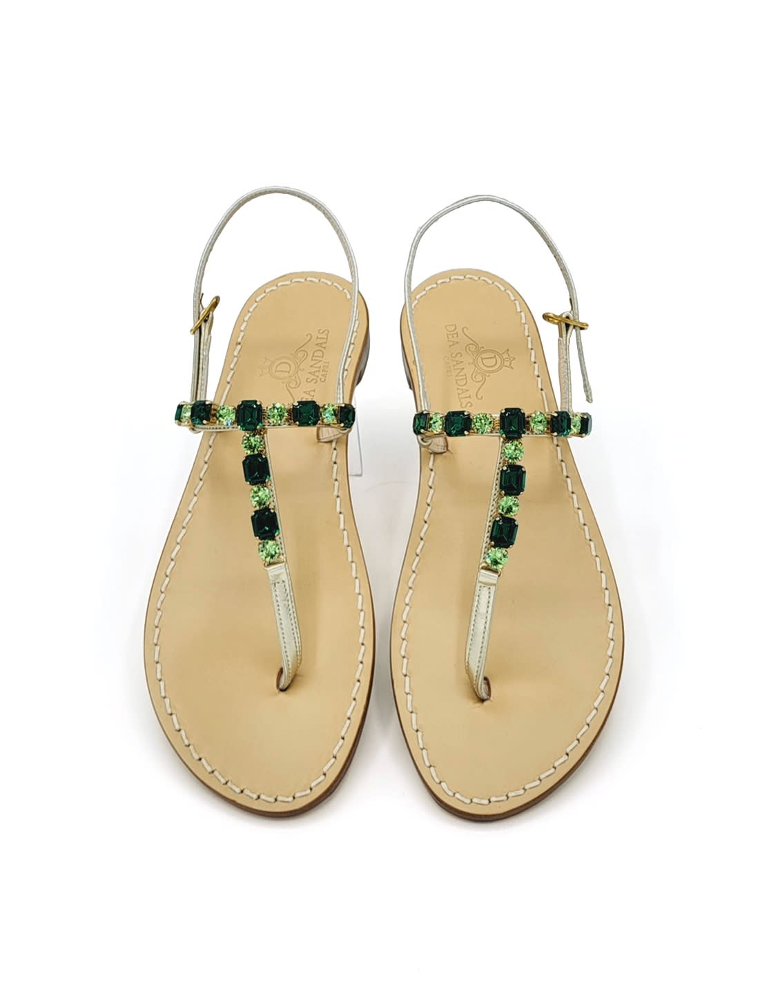 Linear Green Jewel Sandals