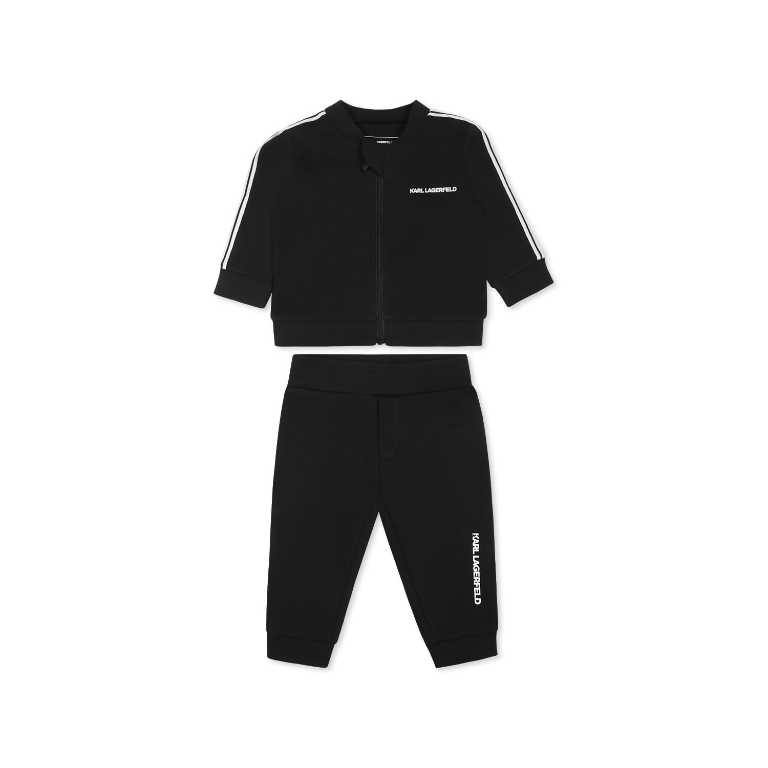 Karl Lagerfeld Black Suit For Babykids With  Print In Black