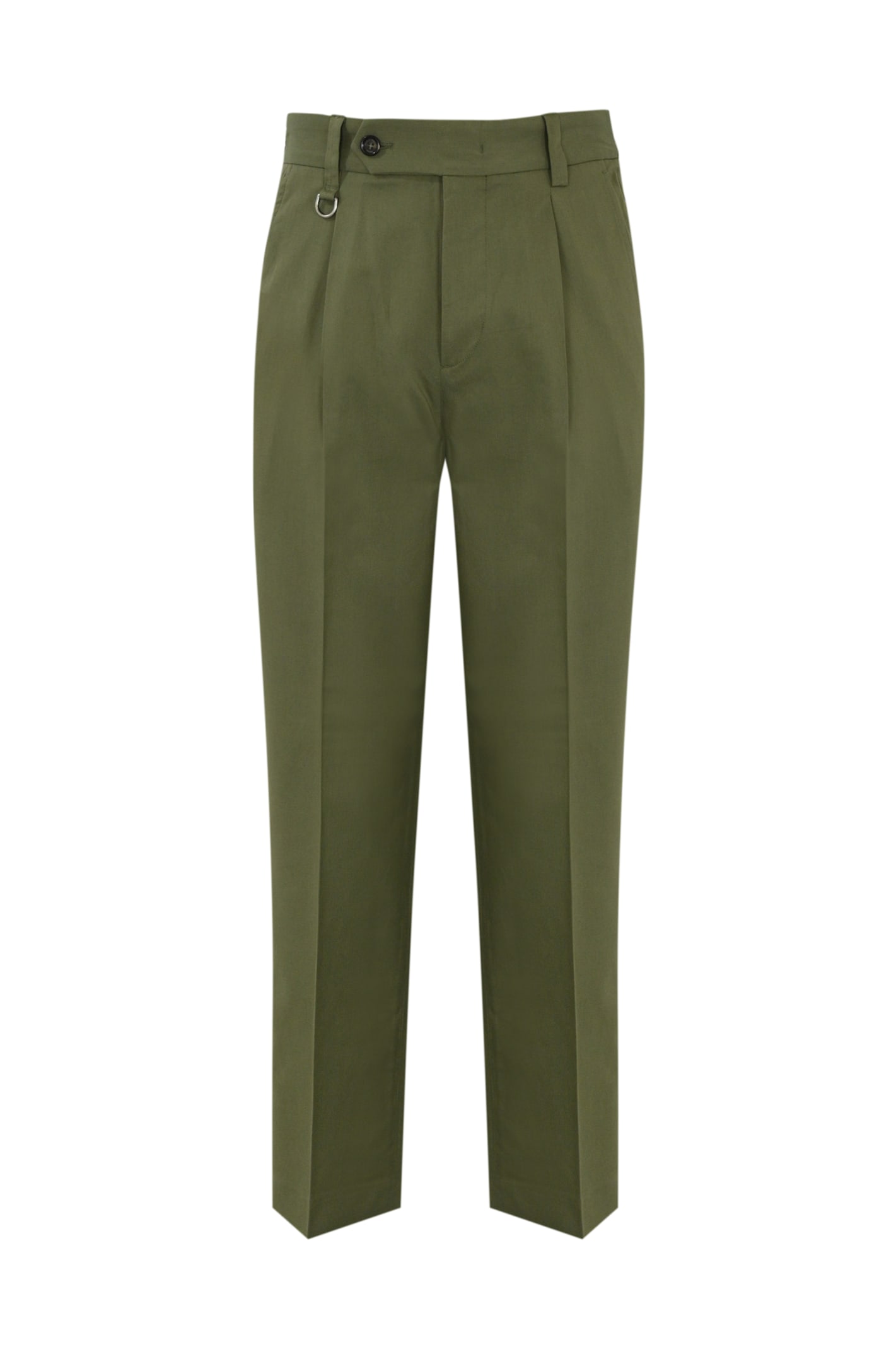 Chino Trousers With Pleats In Cotton Blend