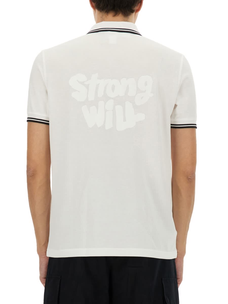Shop Comme Des Garçons Shirt Strong Will Polo Shirt In White