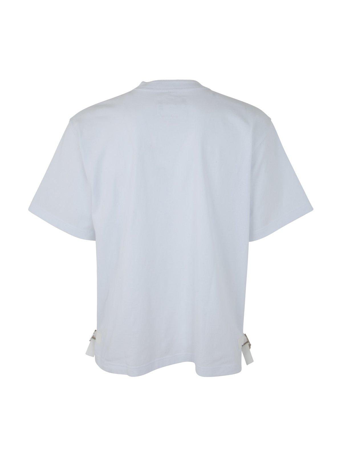 Shop Sacai Buckle Detailed Crewneck T-shirt In White