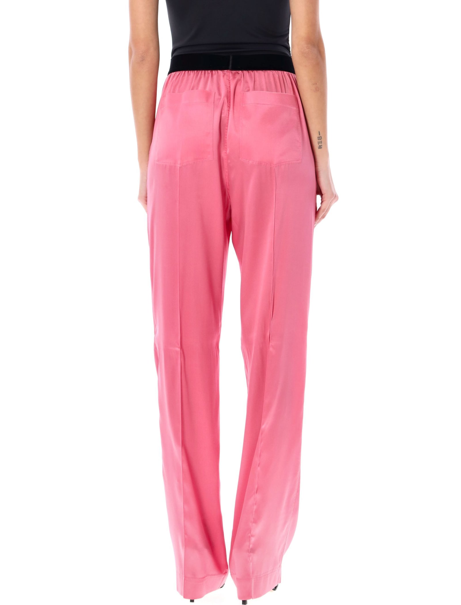 Shop Tom Ford Silk Satin Pijama Pant In Pink