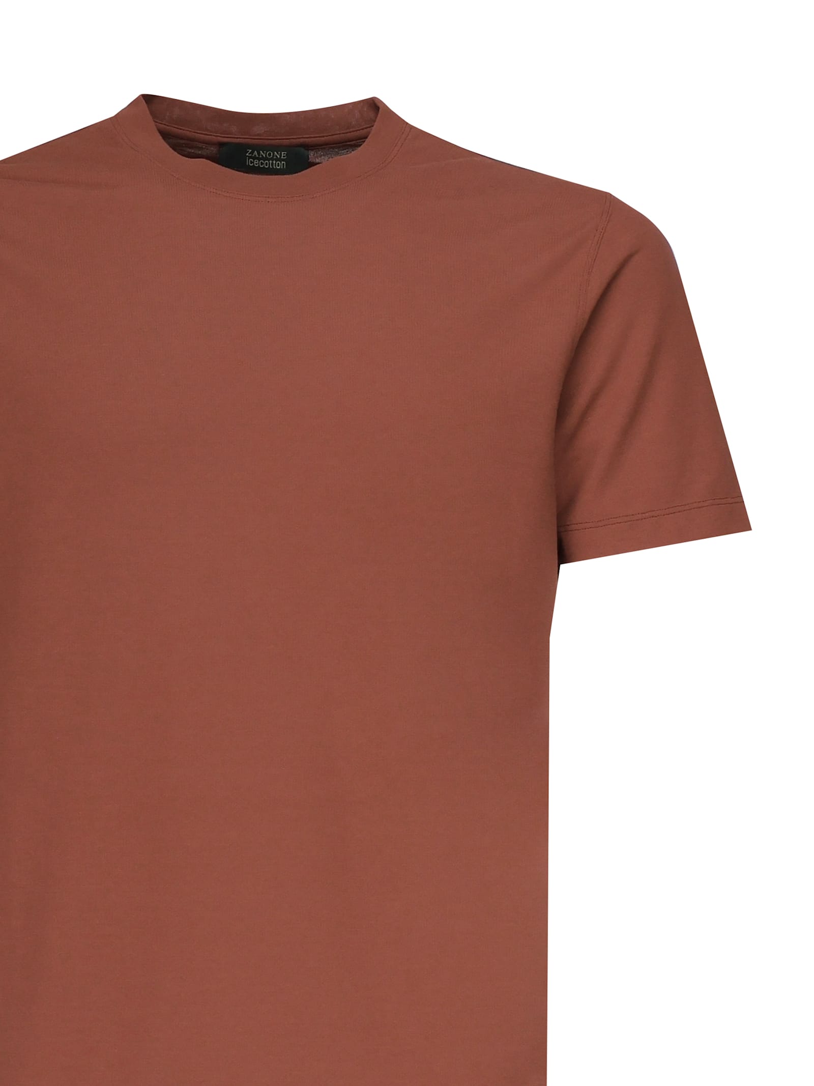 Zanone Crew-neck Short-sleeves T-shirt In Brown