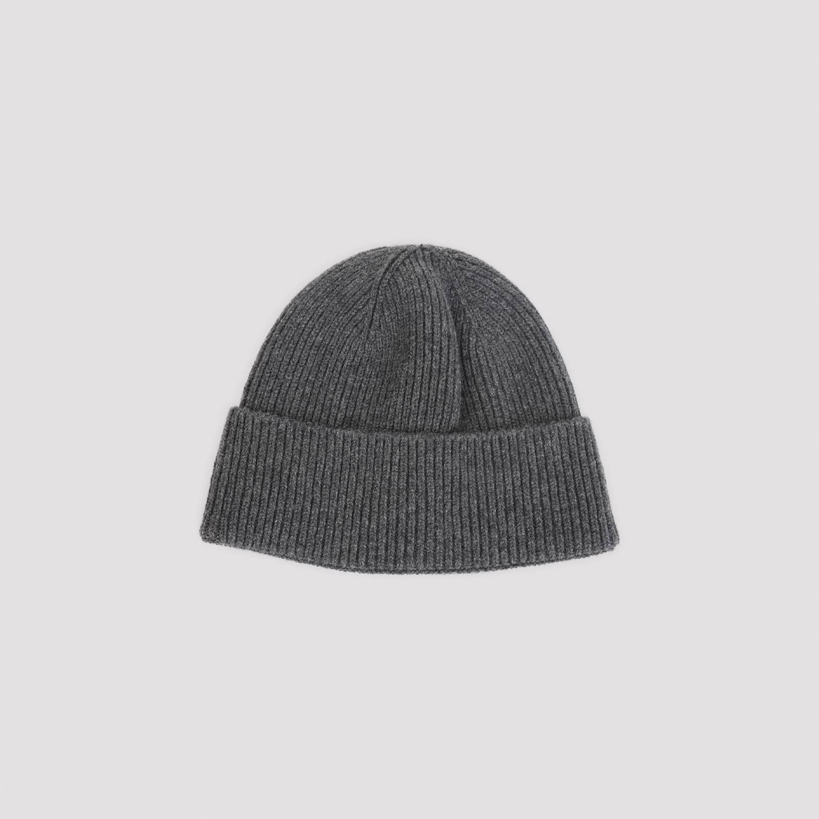Giorgio Armani Grey Textured Beanie Hat In Black