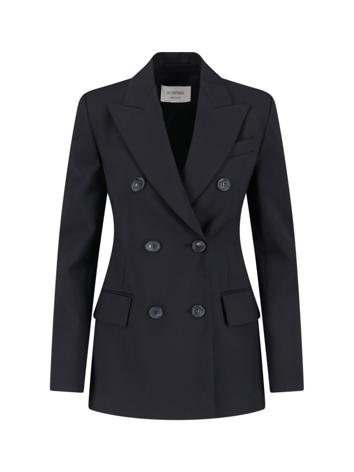 Sportmax Double-breasted Tailored Blazer With Classic Lapels In Black