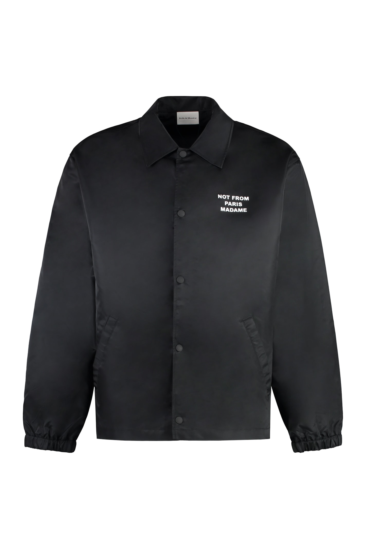 Shop Drôle De Monsieur Slogan Nylon Jacket In Black