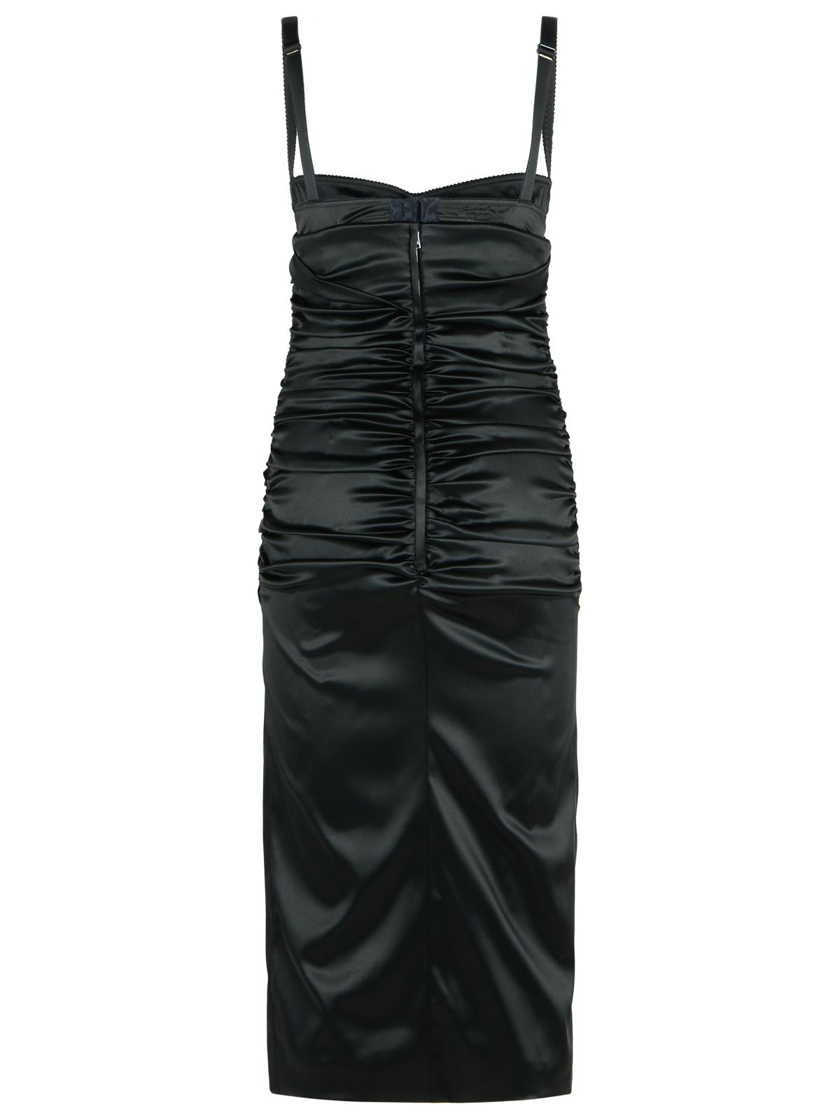 Dolce & Gabbana Silk Blend Dress Spaghetti Straps In Black