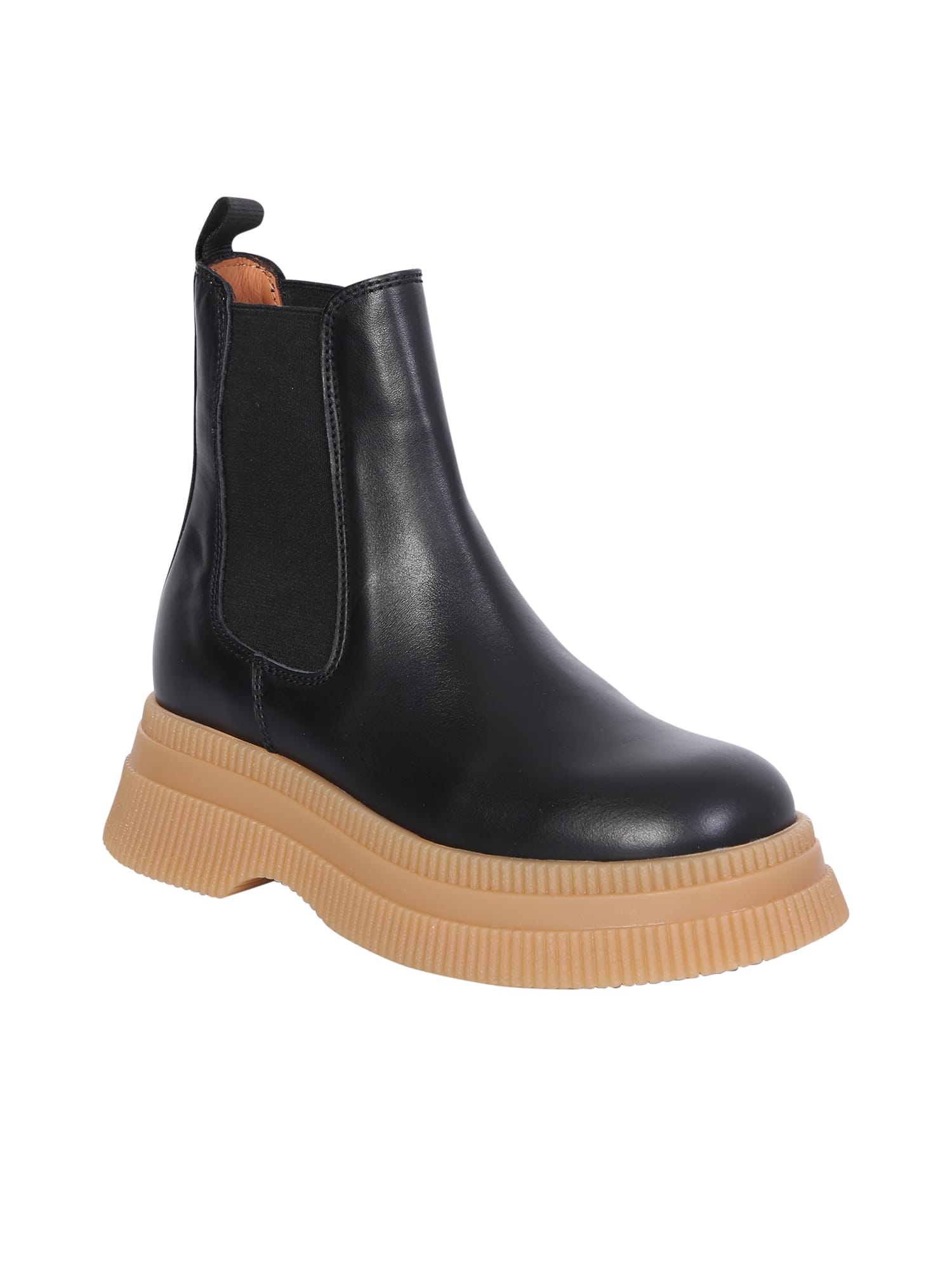 Ganni Chelsea Creepers Boots With Maxi Sole In Black In Black