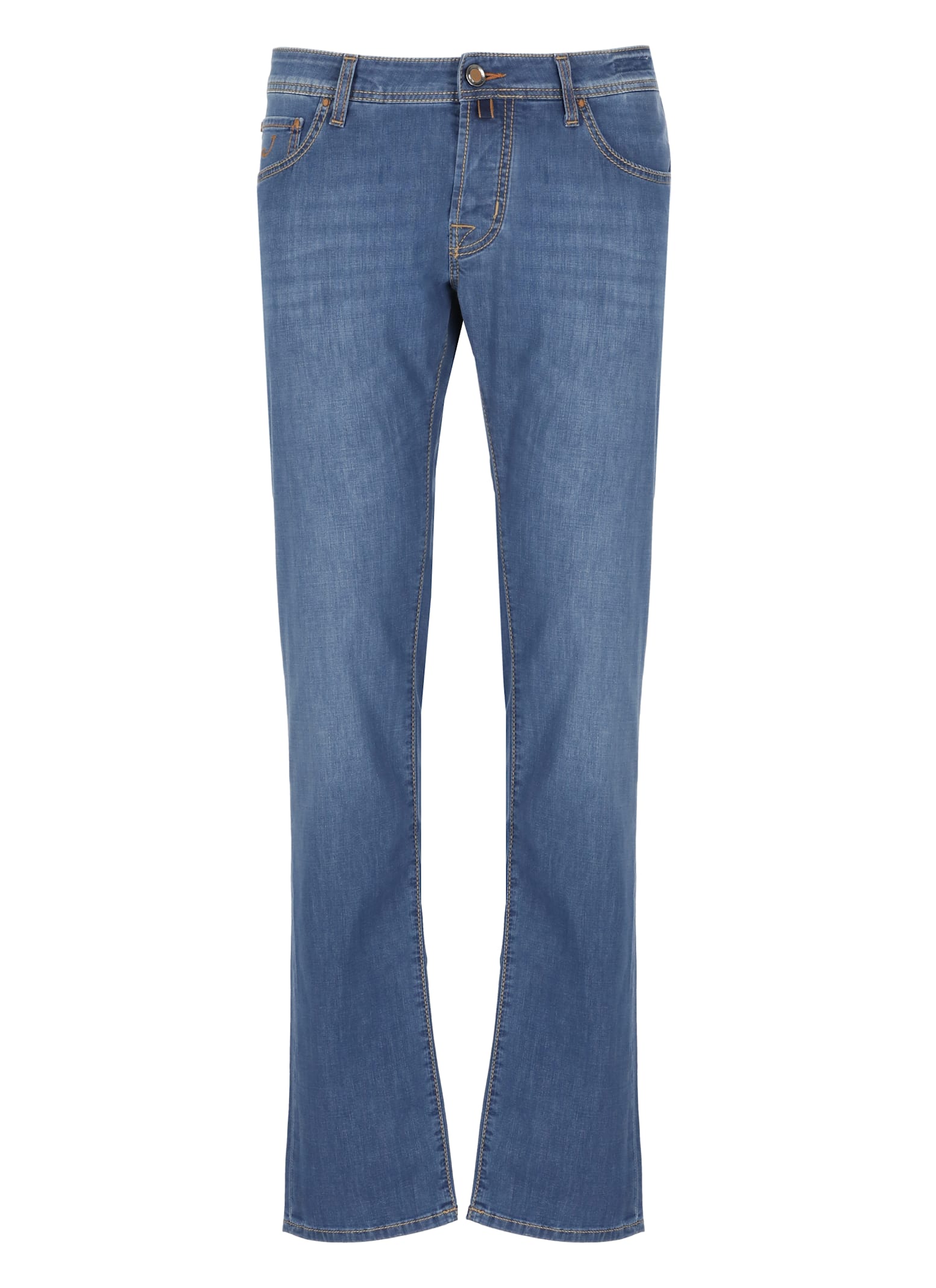 Jacob Cohen Blue Jeans With Logo Patch On The Back