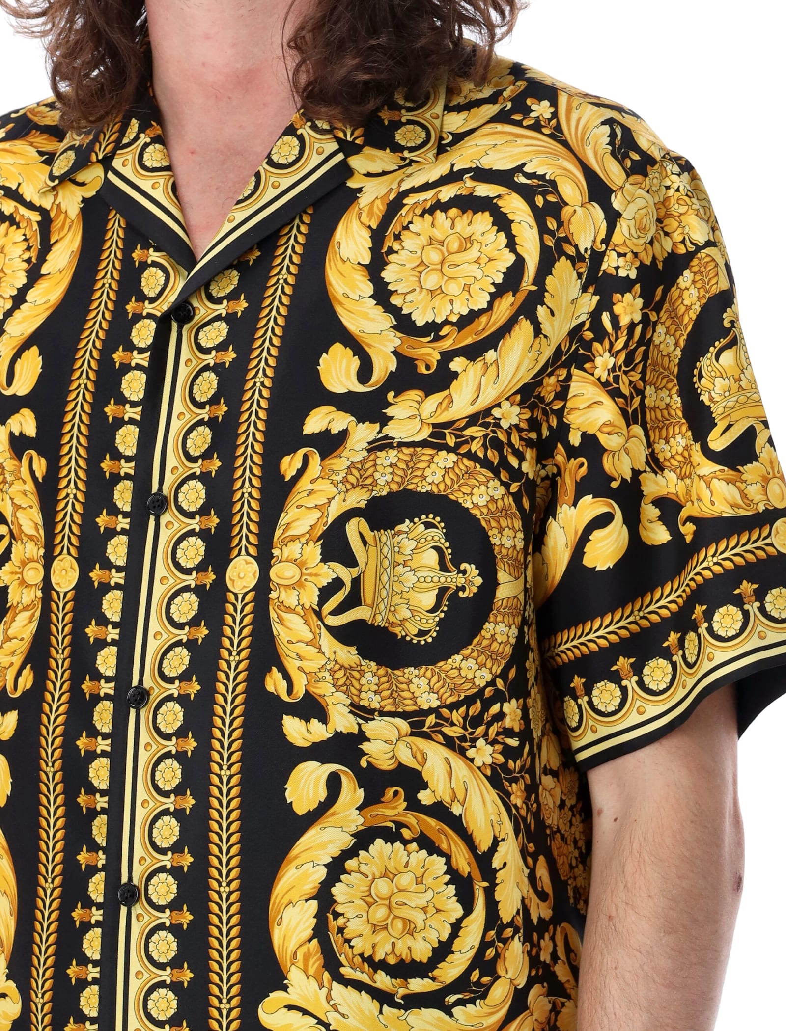 Shop Versace Barocco Silk Shirt In Black Gold