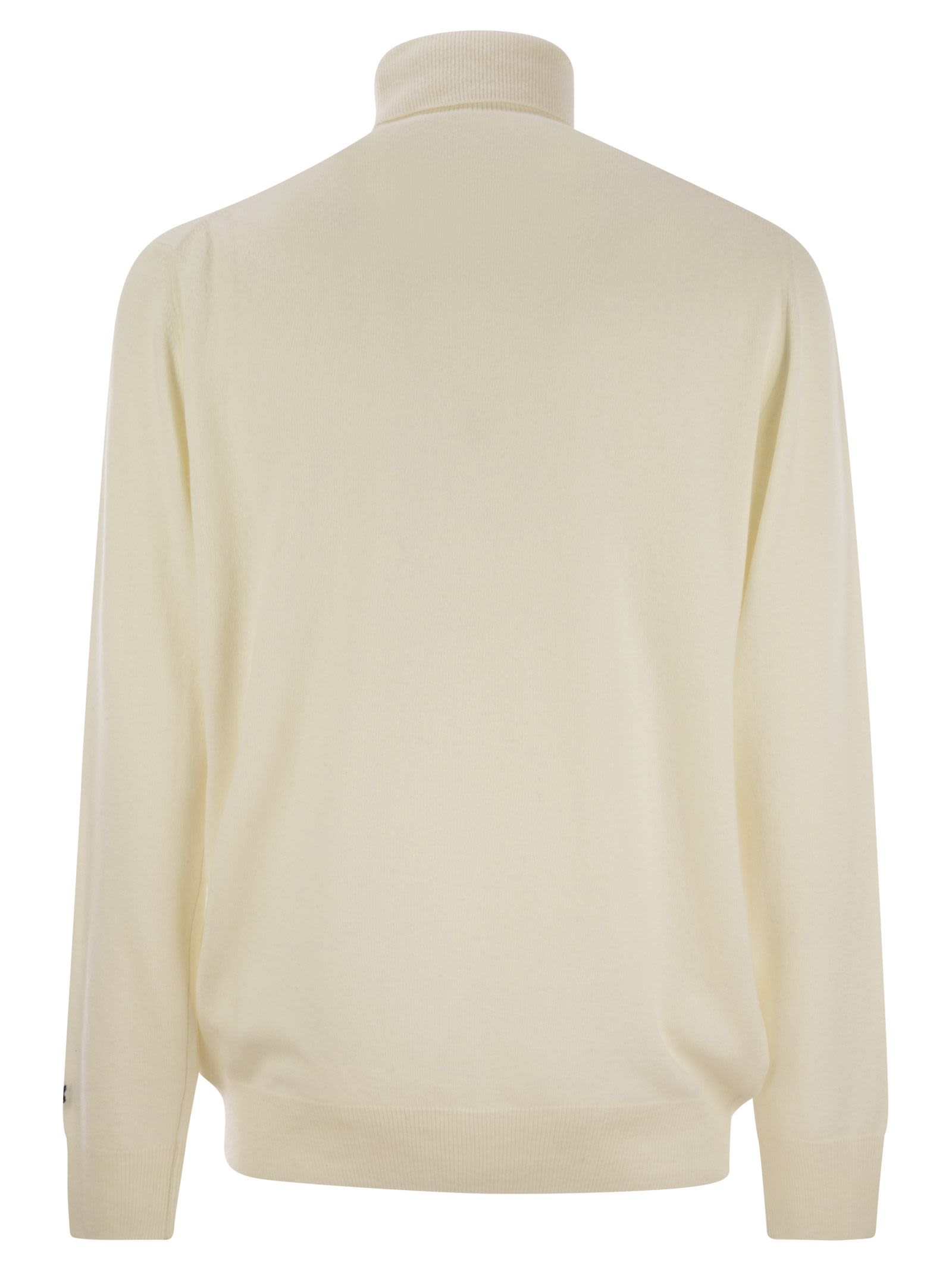 Mc2 Saint Barth Wool And Cashmere Blend Turtleneck Sweater Vacanze Di Natale In White