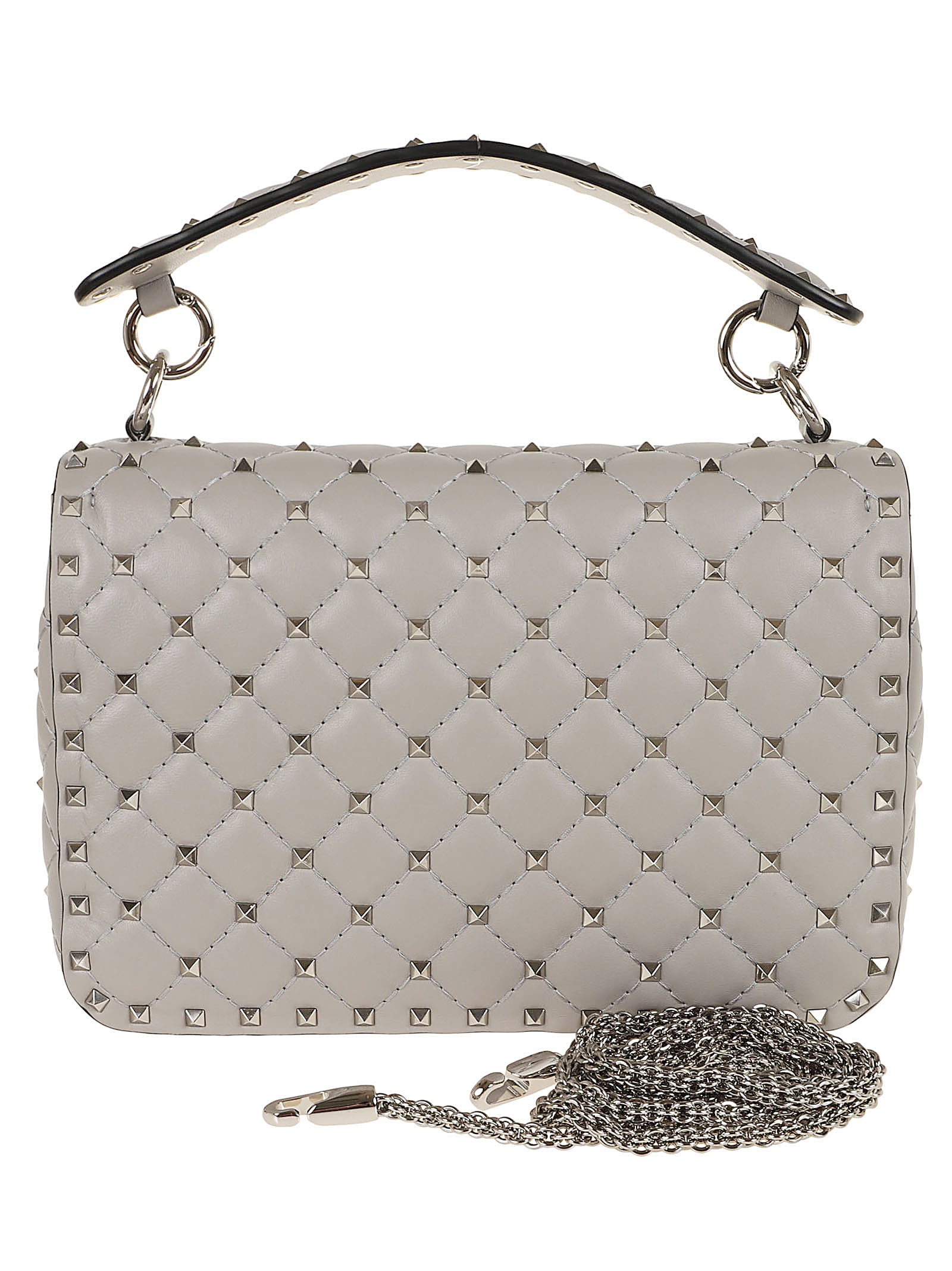 Shop Valentino Medium Shoulder Bag Rockstud Spike In Wrl Dove Grey