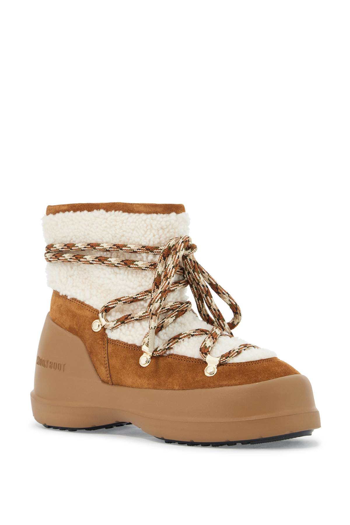 Shop Moon Boot Luna Suede And Shearling Ankle Boots. In Whisky/off White (brown)