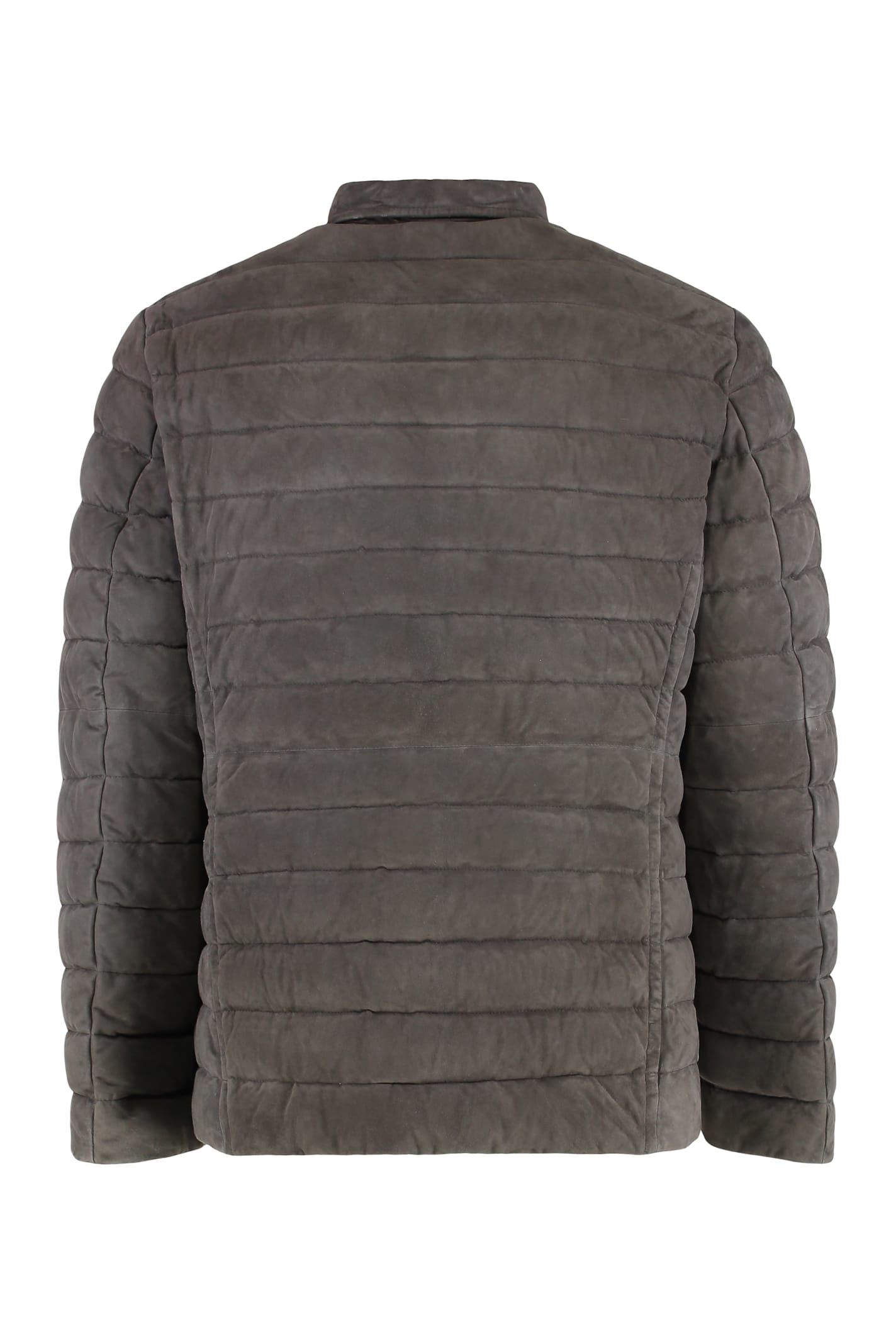 Moorer Zavyer Leather Padded Jacket In Brown