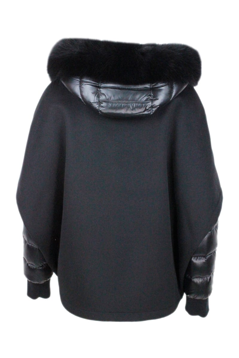 Shop Moorer 3-in-one Jacket Composed Of: Inner Duvet In Real Feathers And Outer Cape With Hood In Pure Cashmere  In Black