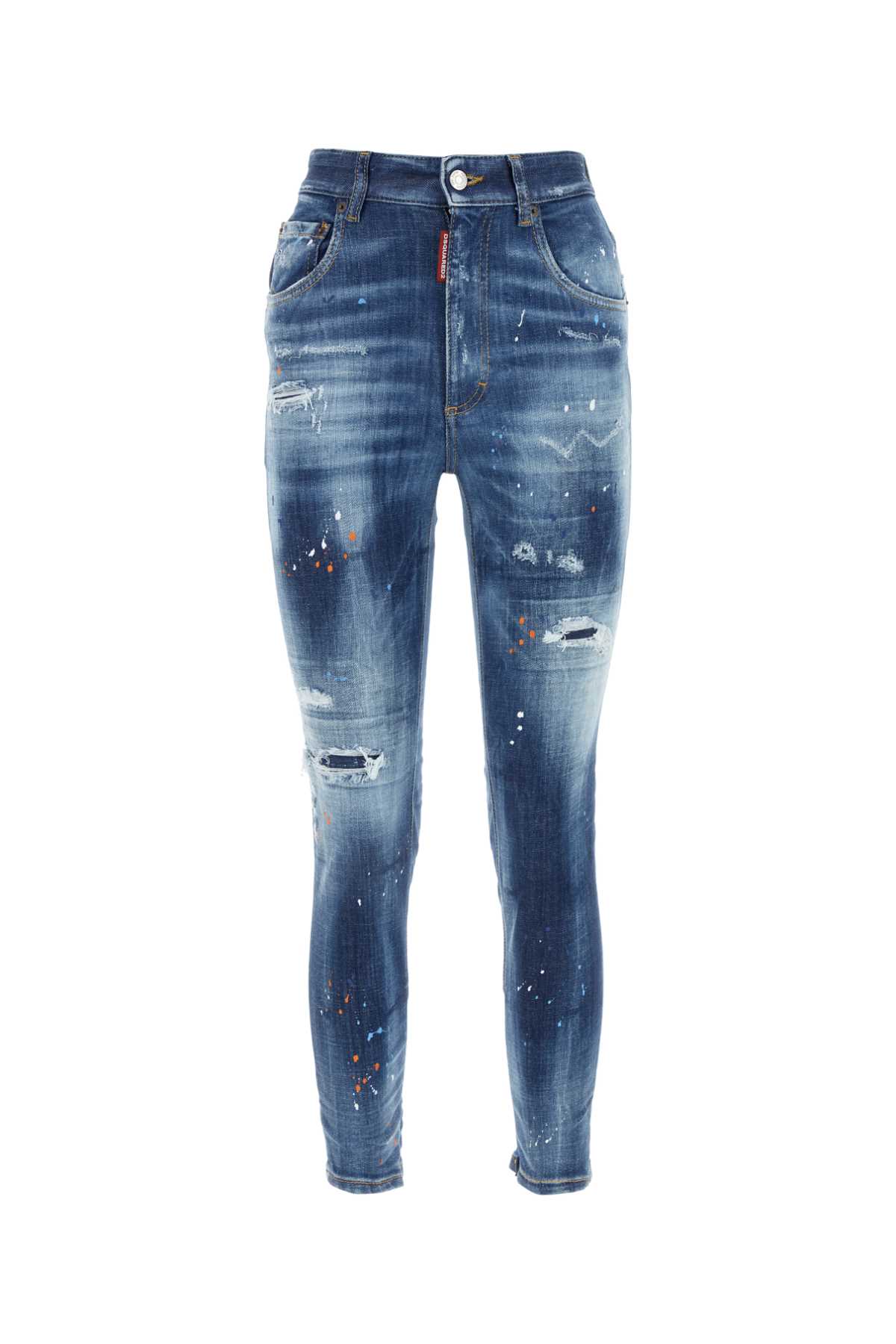 Shop Dsquared2 Stretch Denim Twiggy Jeans In Navyblue