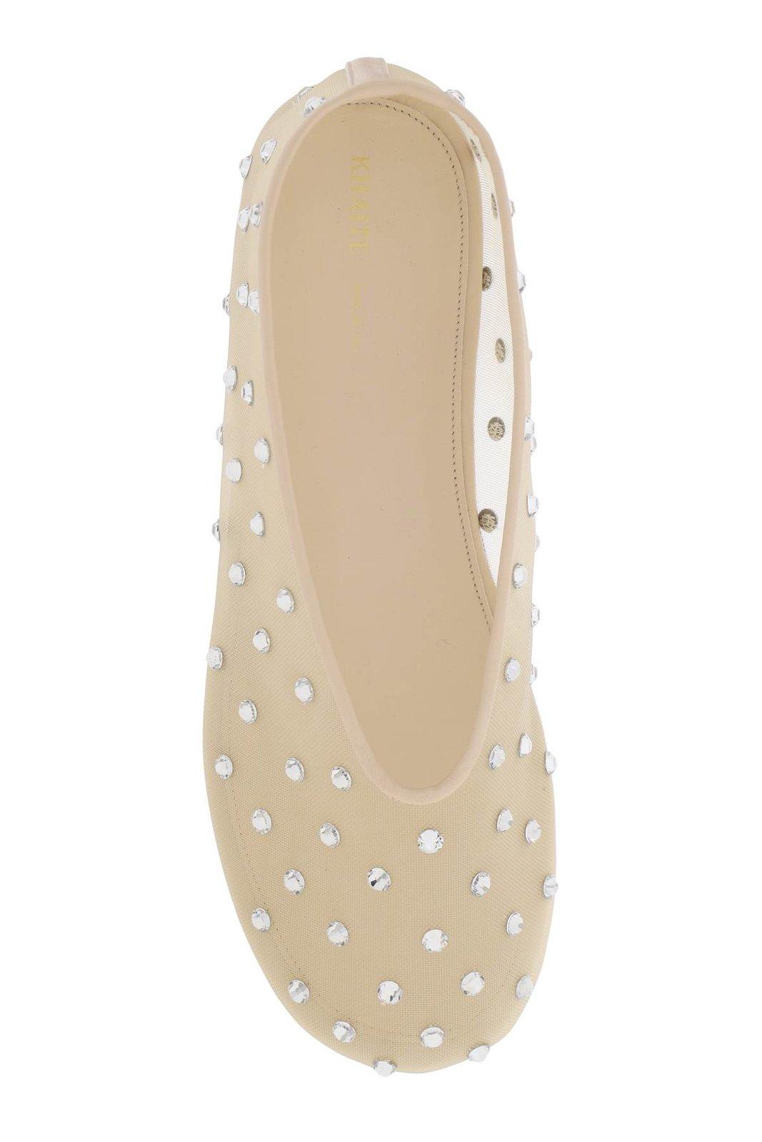 Shop Khaite The Marcy Embellished Mesh Ballet Shoes In Nude
