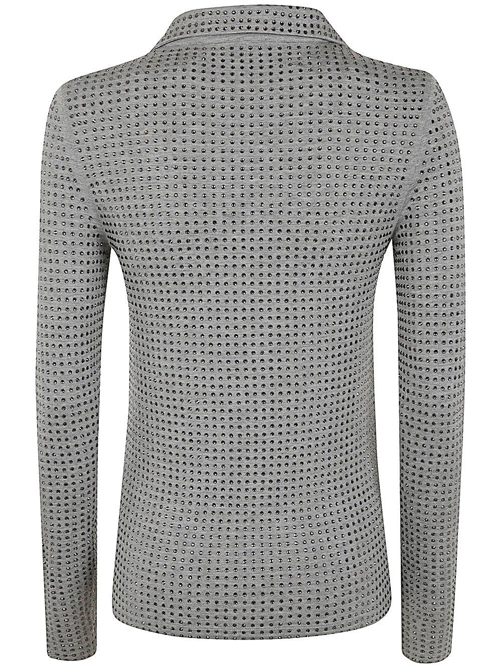 Shop Pinko Kooser Embellished Jersey Shirt In Grey