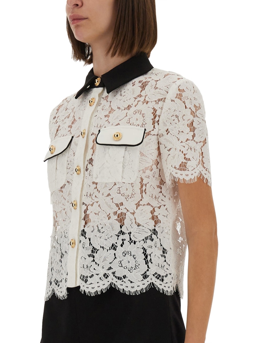 Self-portrait Shirt With Floral Lace Embroidery Self Portrait In White